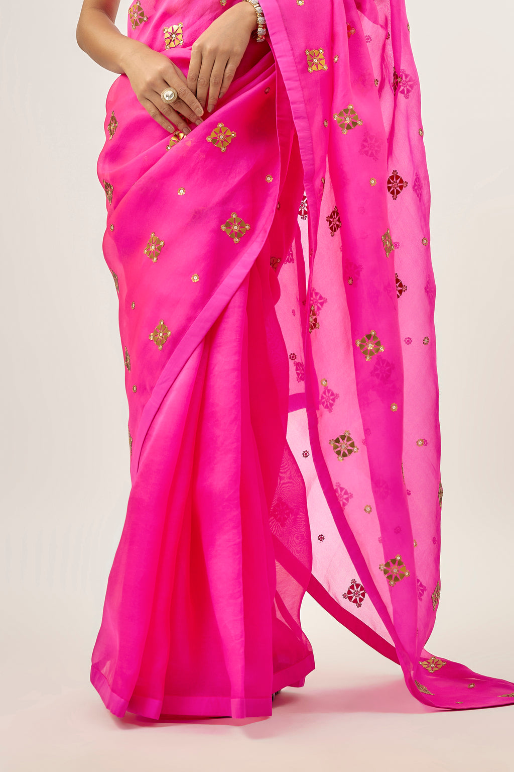 Medallion Motif Saree Set