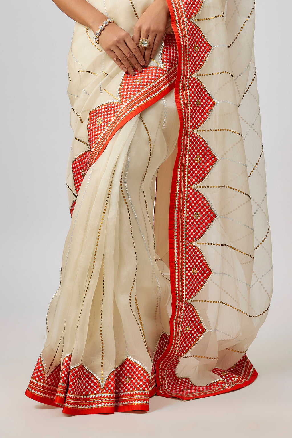 Dome And Jaal Saree Set