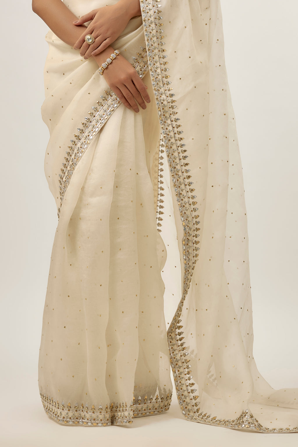 Gota-Patti Border Organza Saree Set