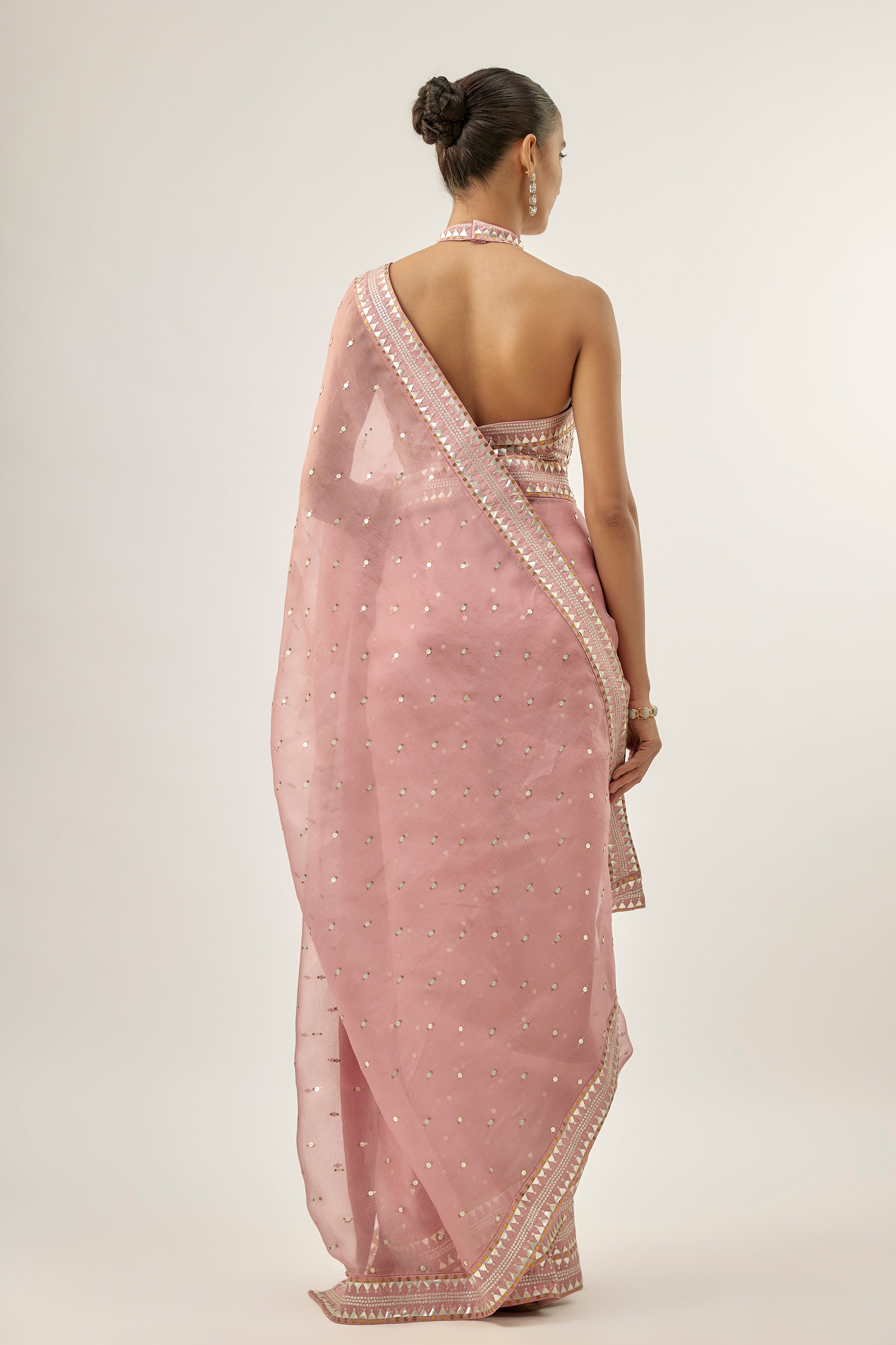 Inverted Fence Border Saree Set