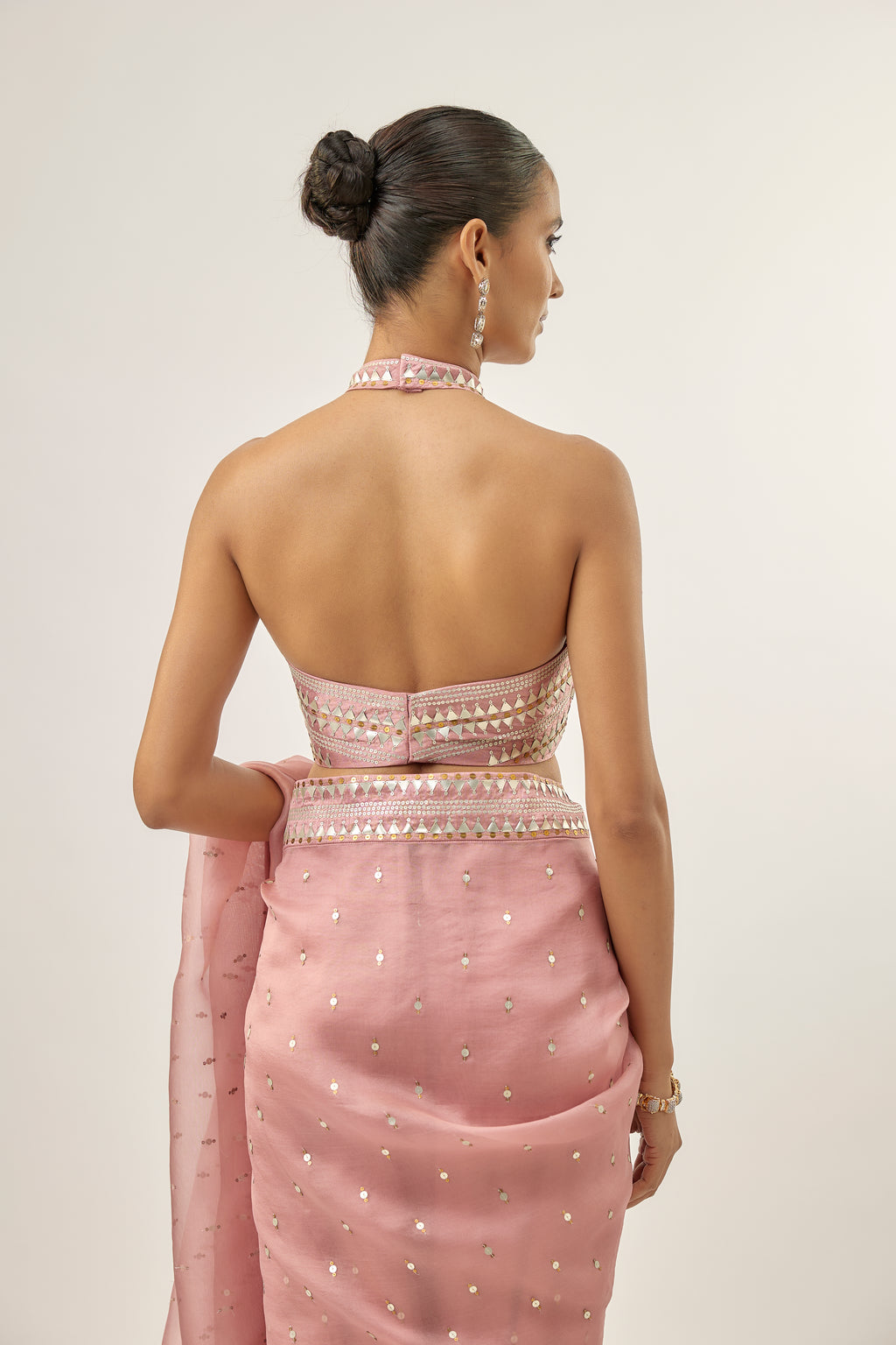 Inverted Fence Border Saree Set