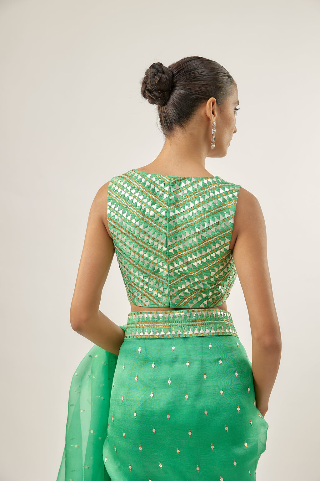 Inverted Fence Border Saree Set