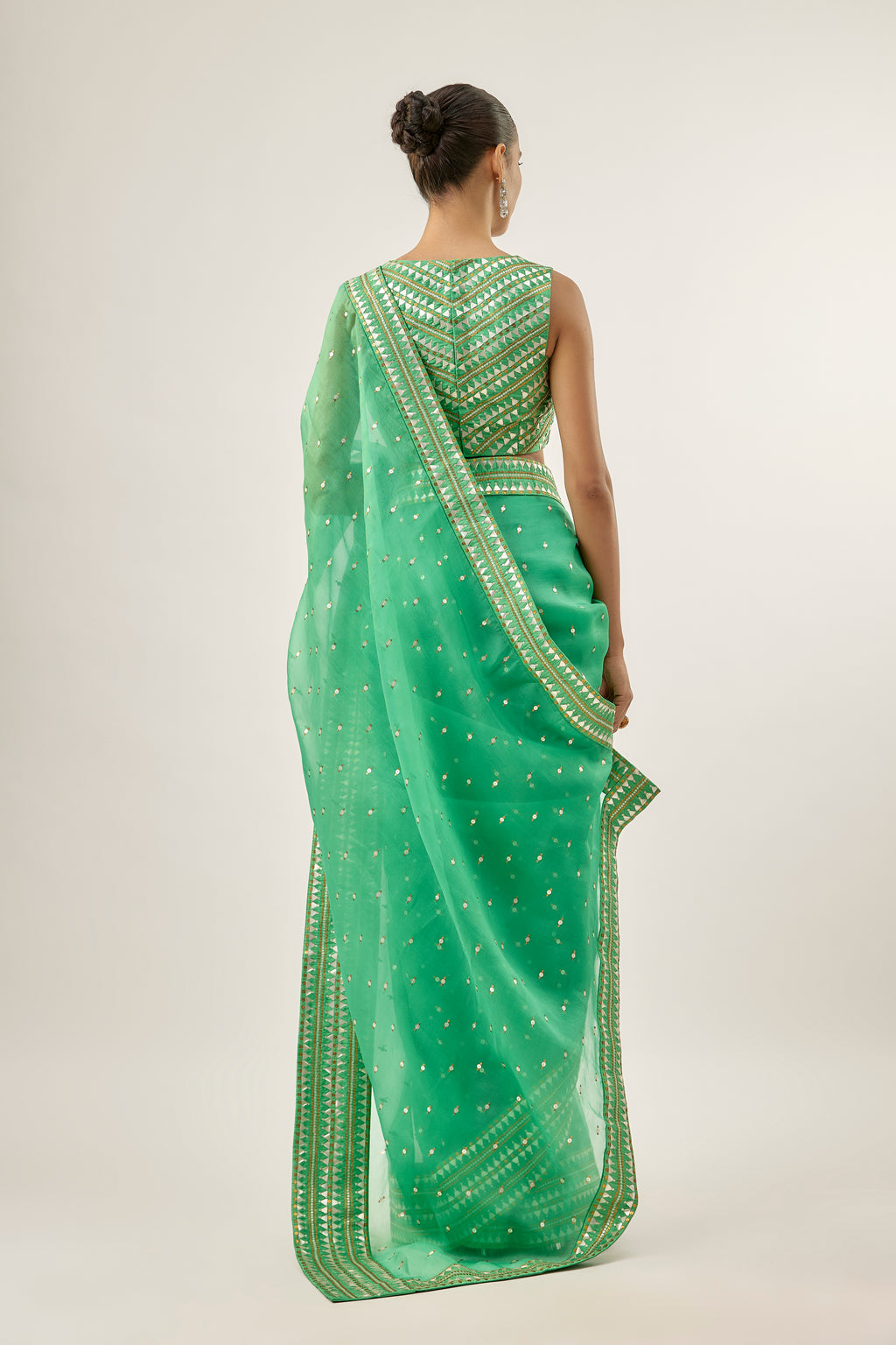 Inverted Fence Border Saree Set