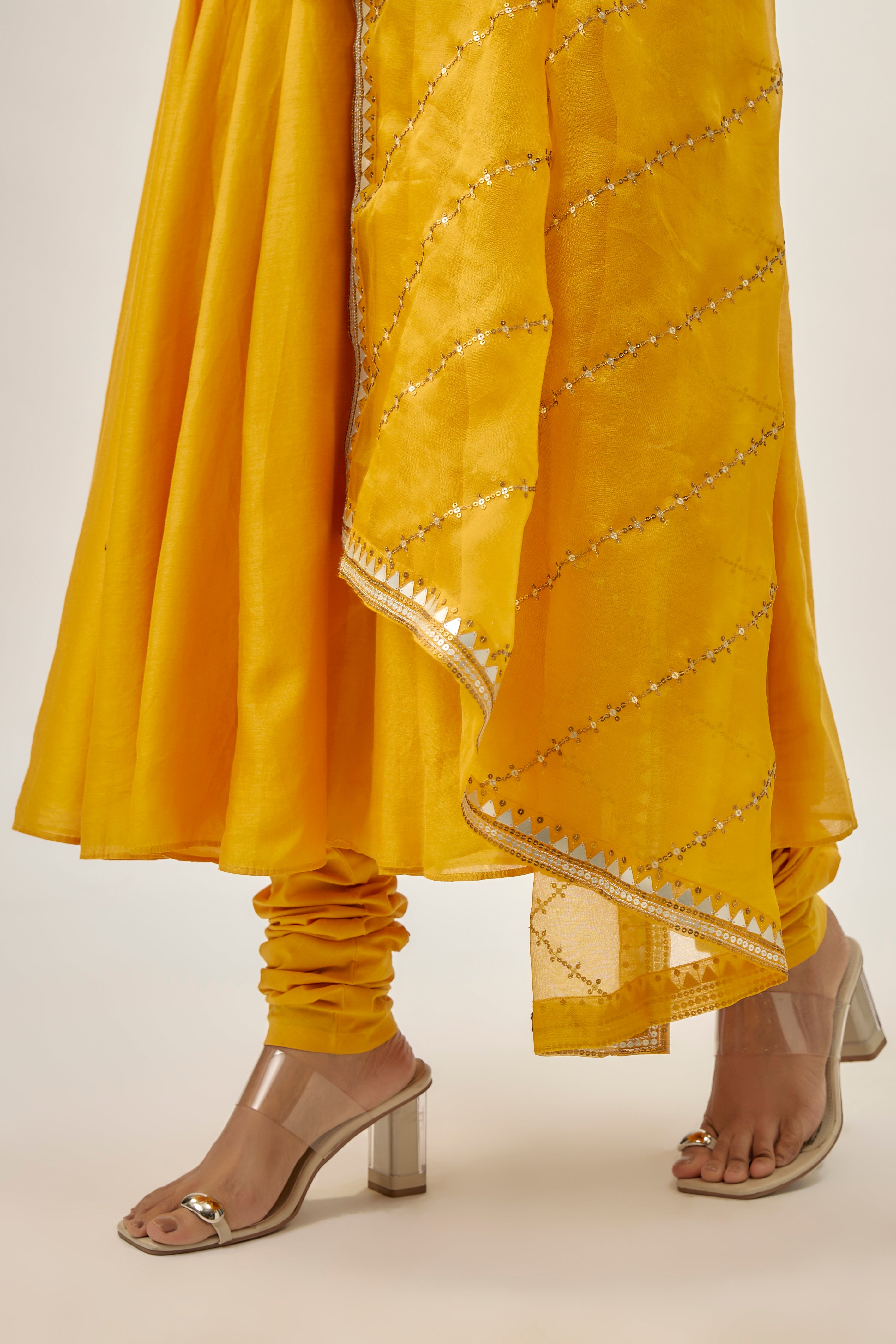 Slant Lines Dupatta And Anarkali Set