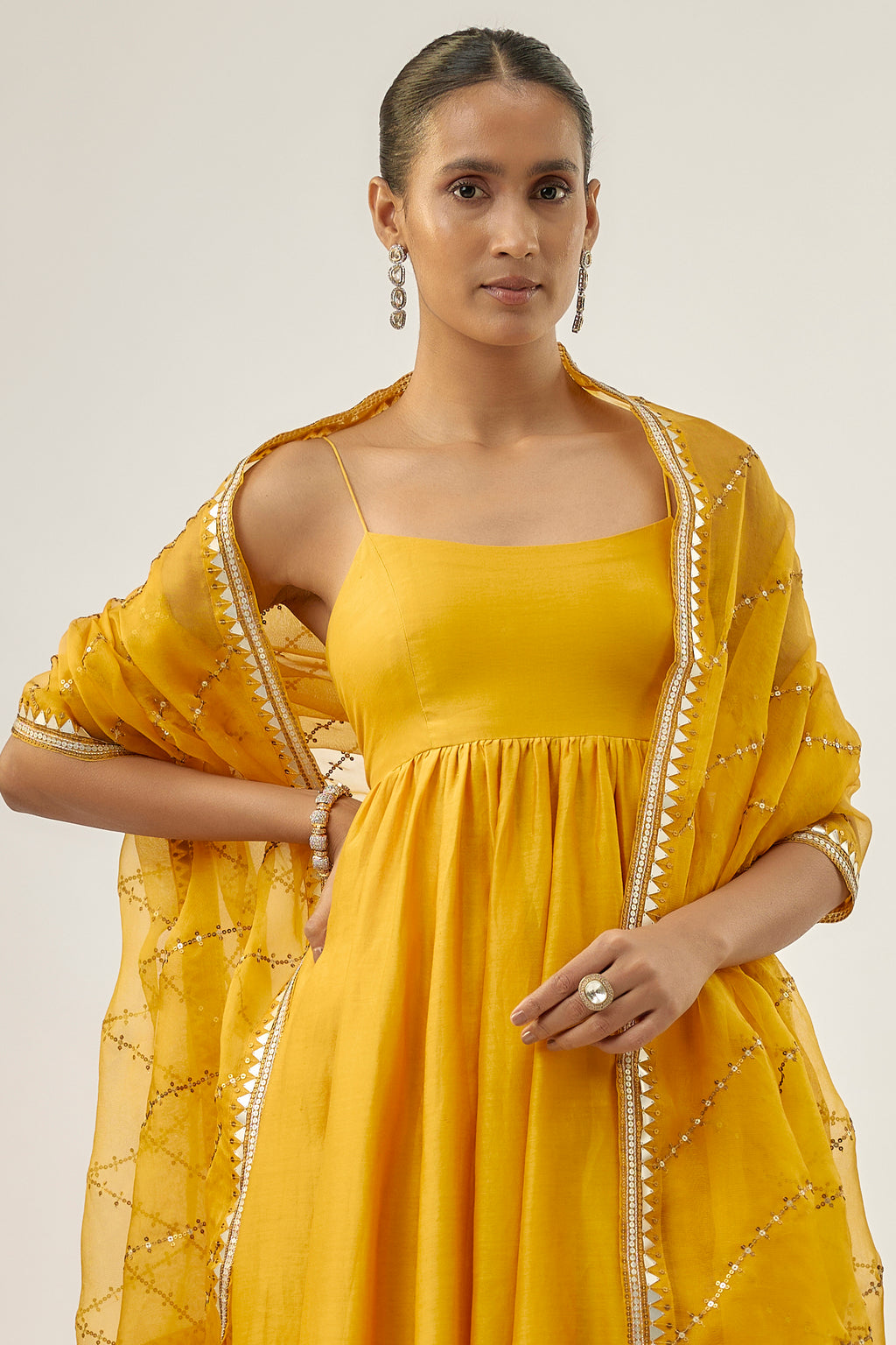 Slant Lines Dupatta And Anarkali Set