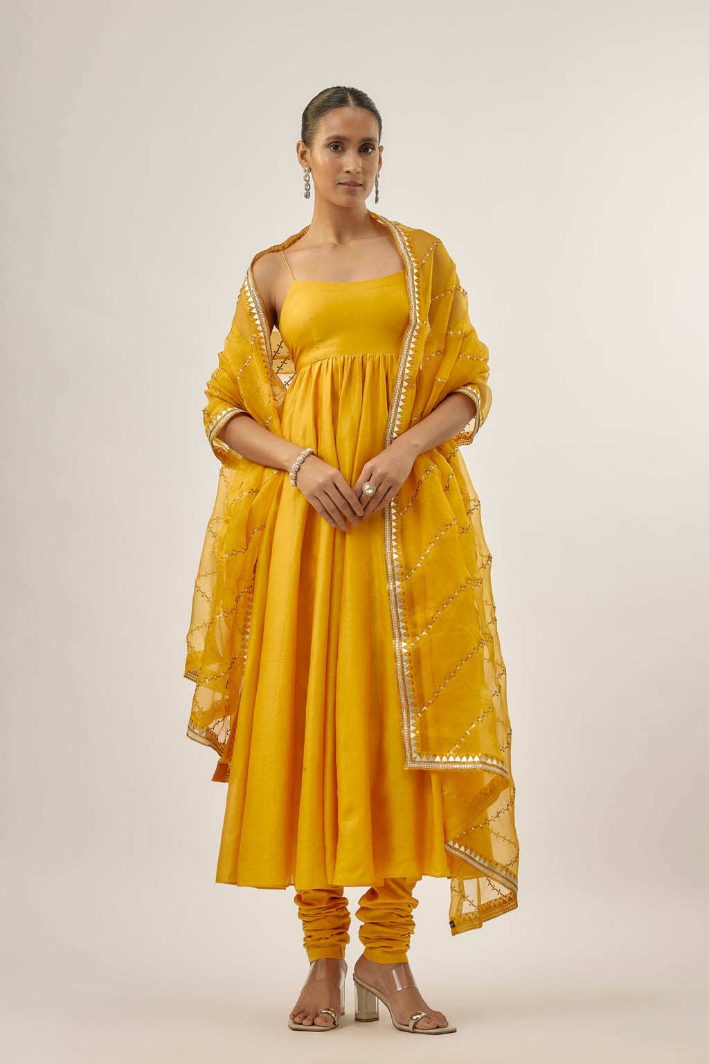 Slant Lines Dupatta And Anarkali Set