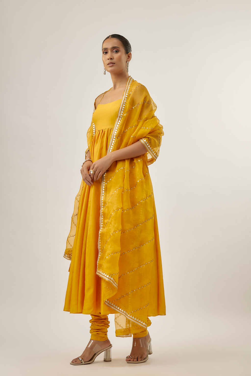 Slant Lines Dupatta And Anarkali Set