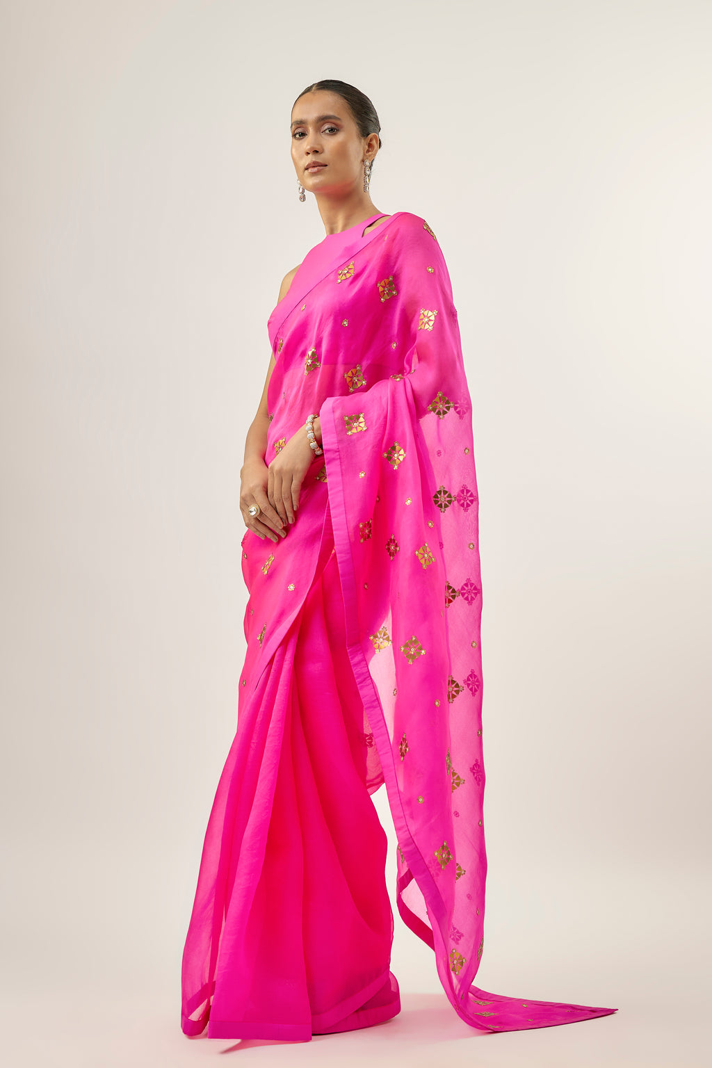 Medallion Motif Saree Set
