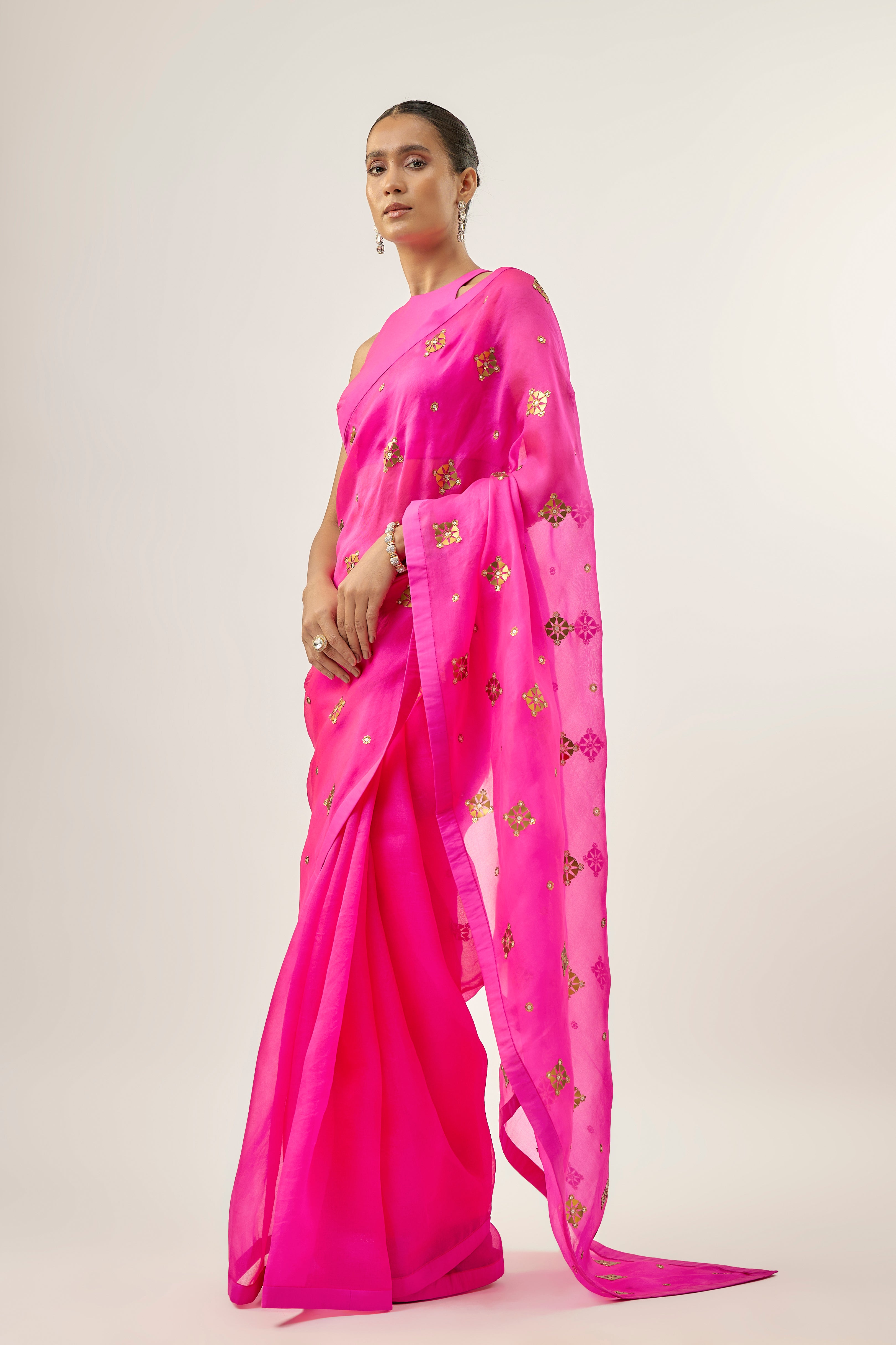 Medallion Motif Saree Set