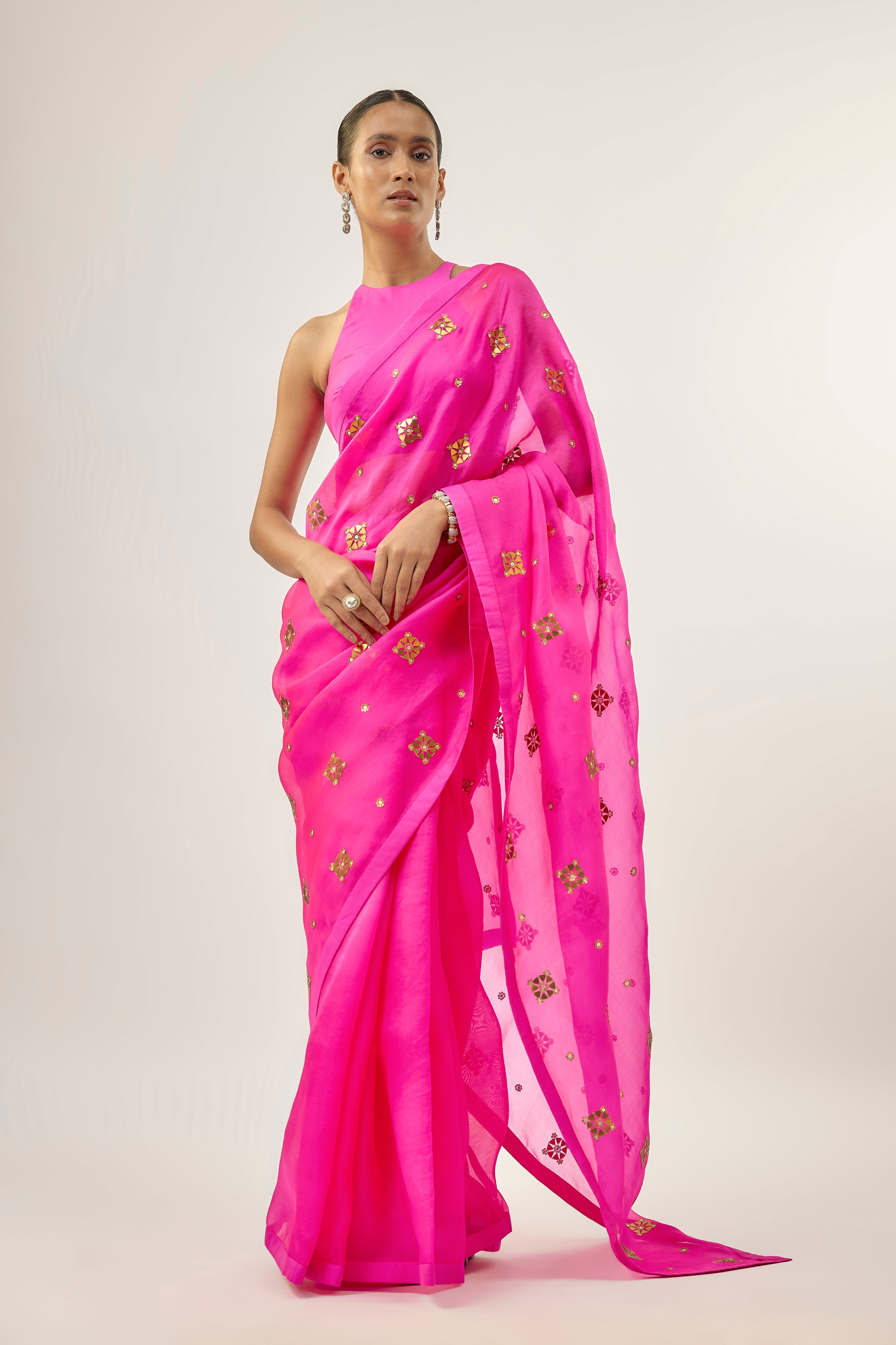 Medallion Motif Saree Set