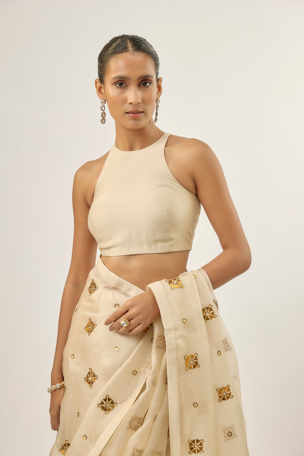 Medallion Motif Saree Set