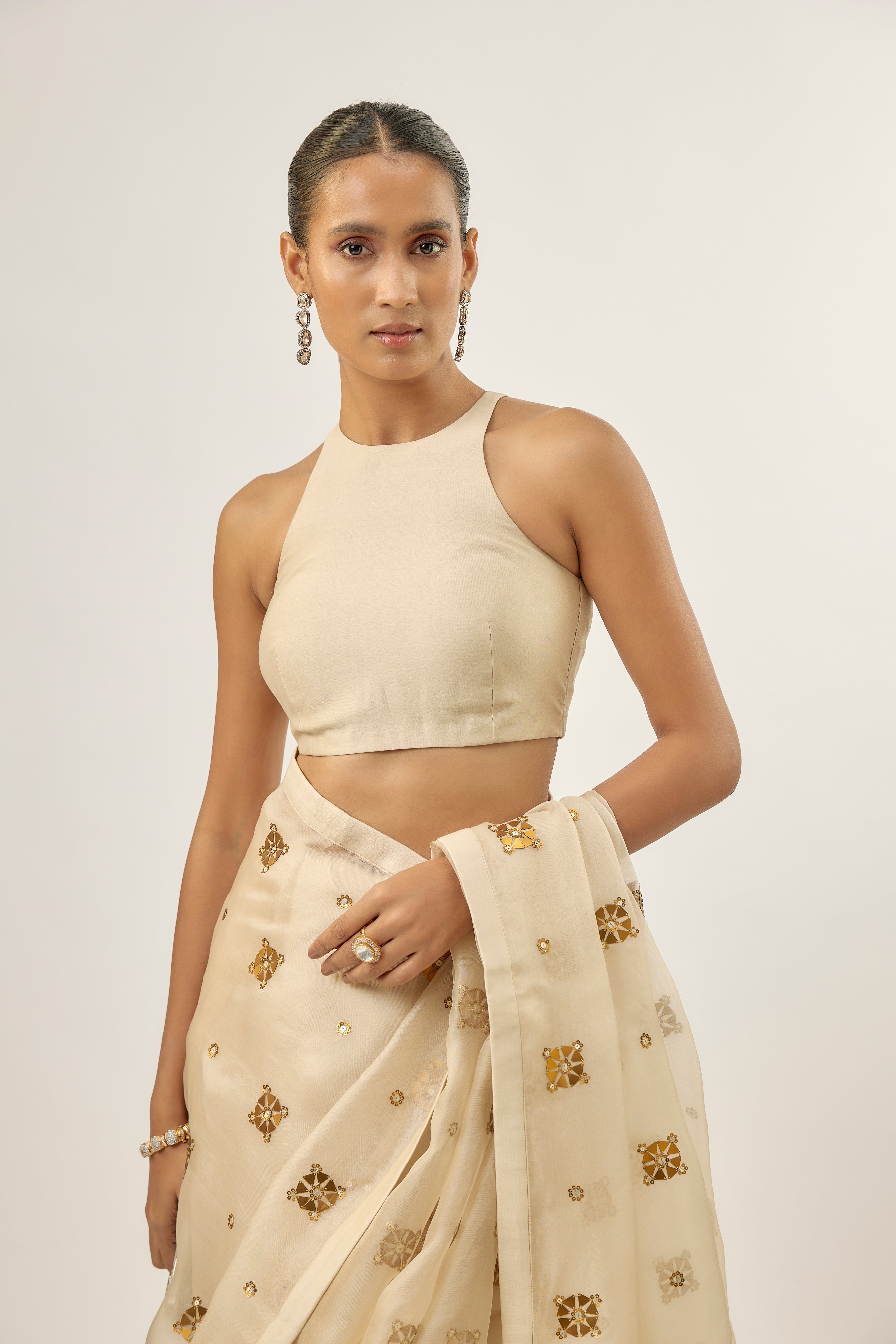 Medallion Motif Saree Set