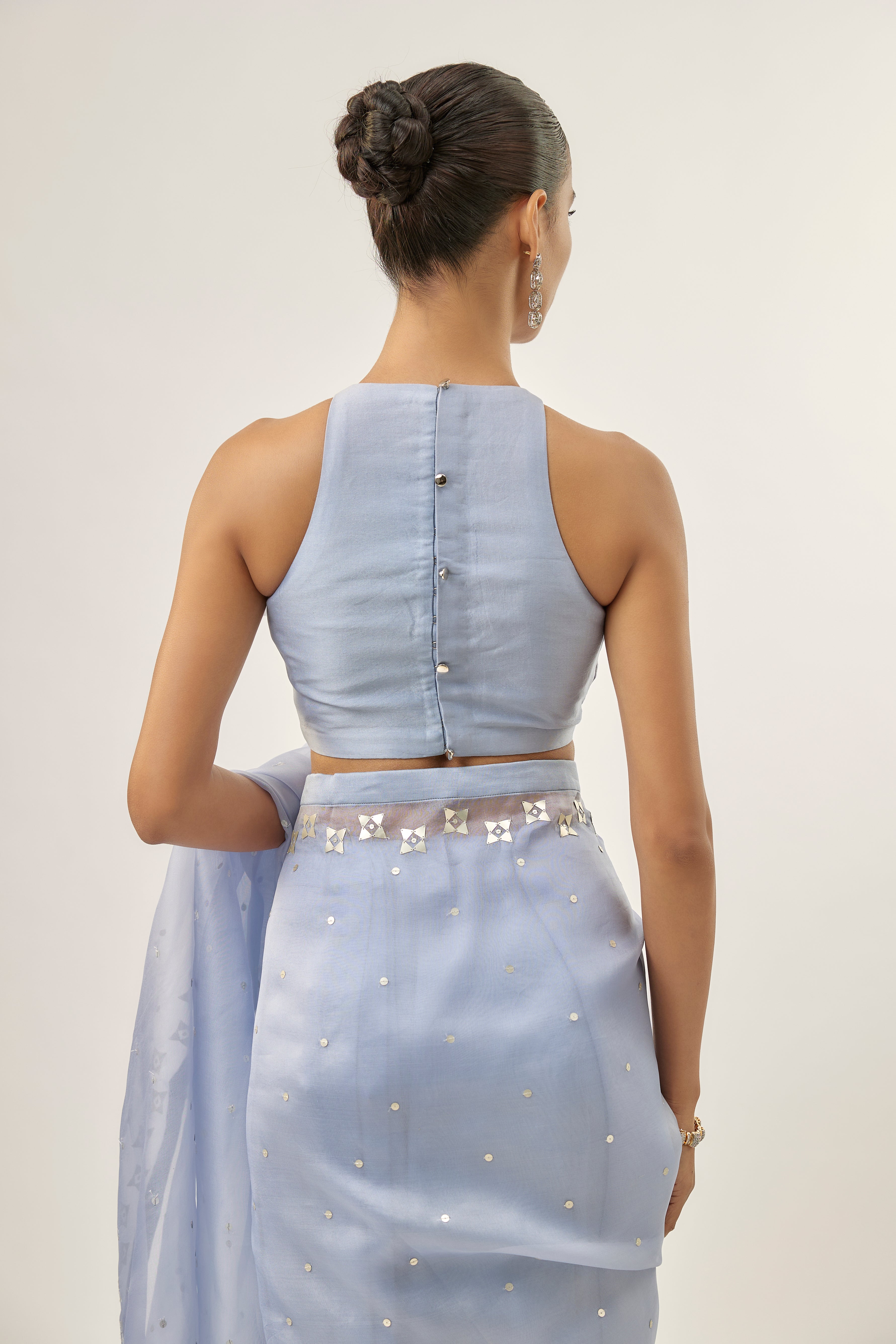 Four-Petal Floral Tendril Saree Set