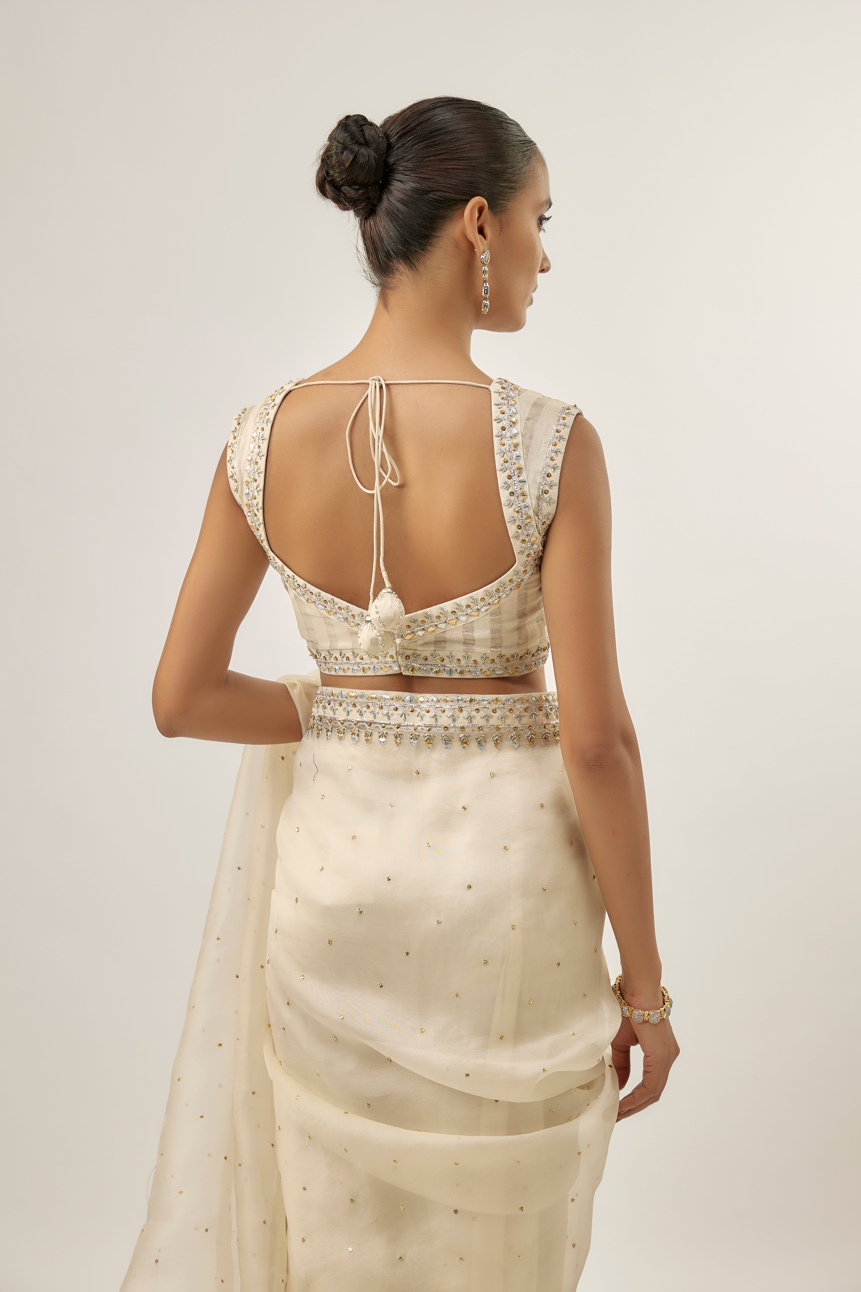 Gota-Patti Border Organza Saree Set