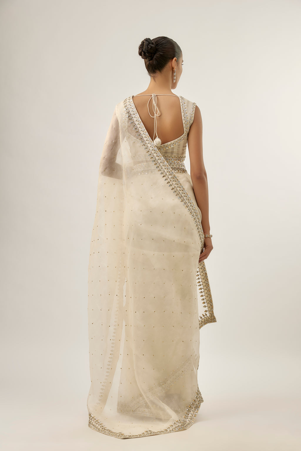 Gota-Patti Border Organza Saree Set