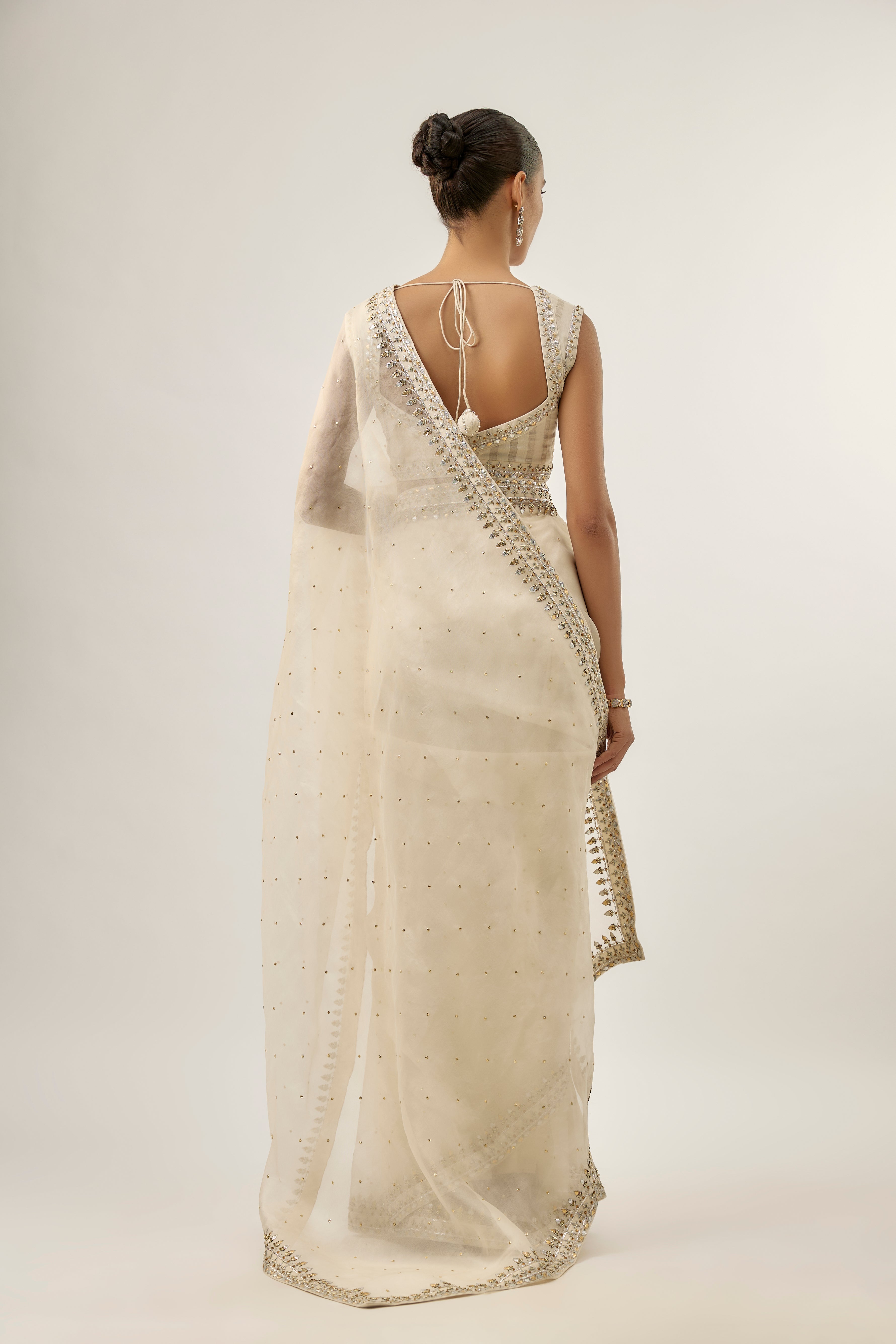 Gota-Patti Border Organza Saree Set