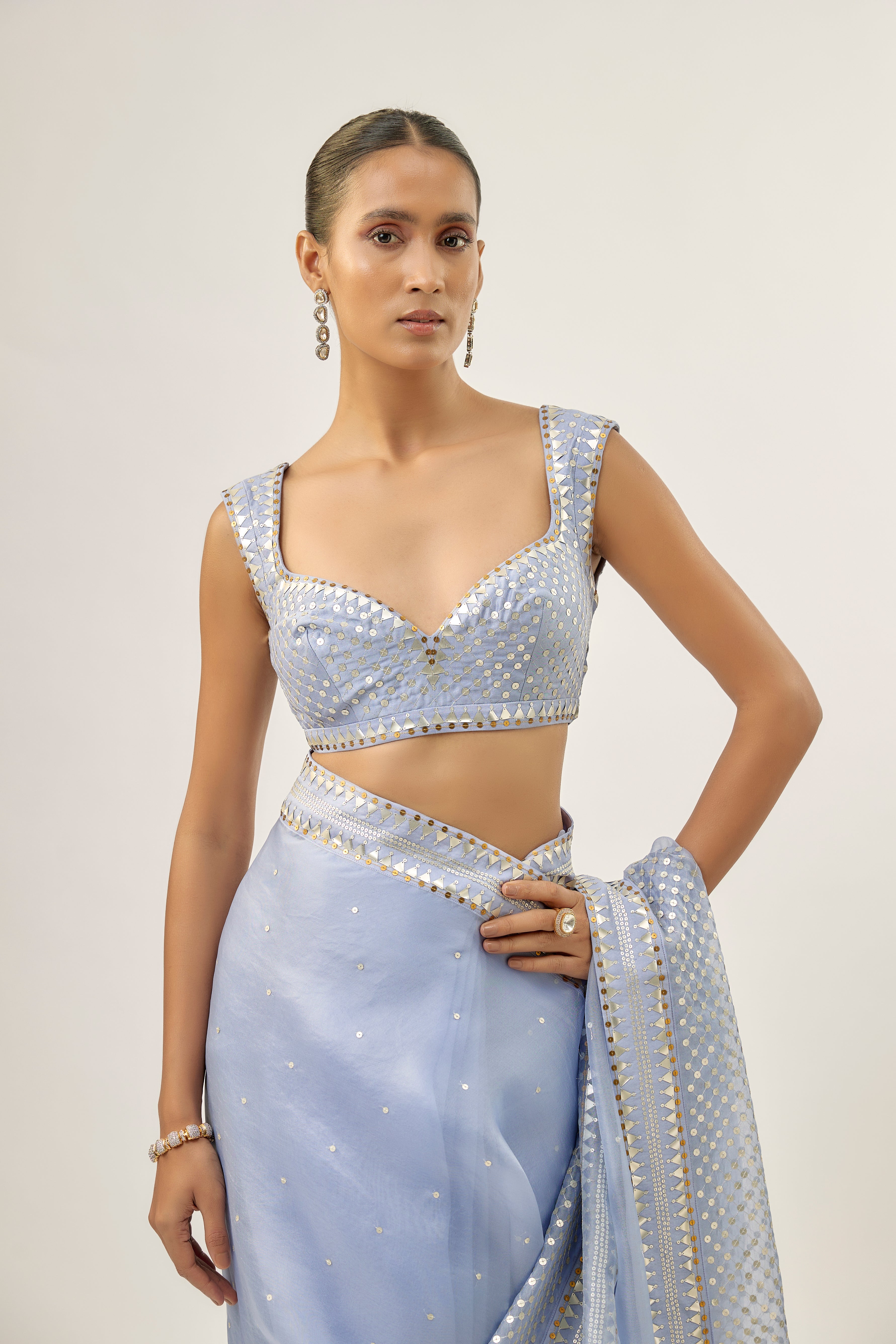 Jaal Border Saree Set