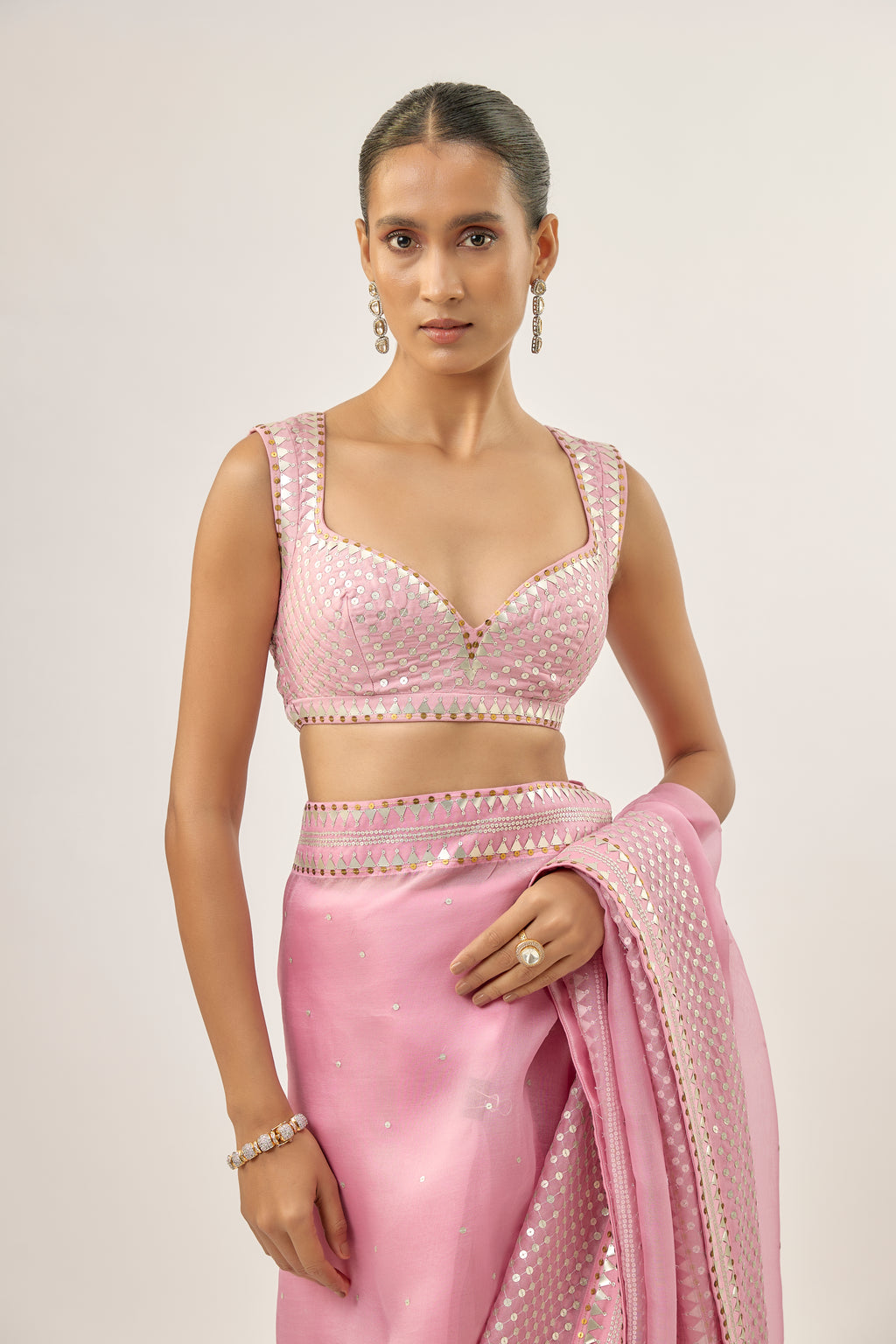 Jaal Border Saree Set