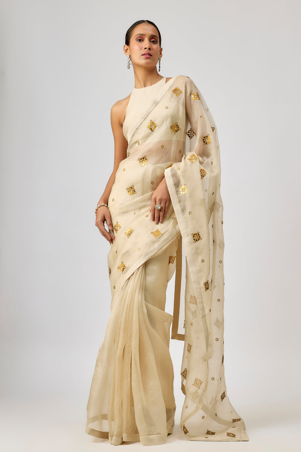 Medallion Motif Saree Set