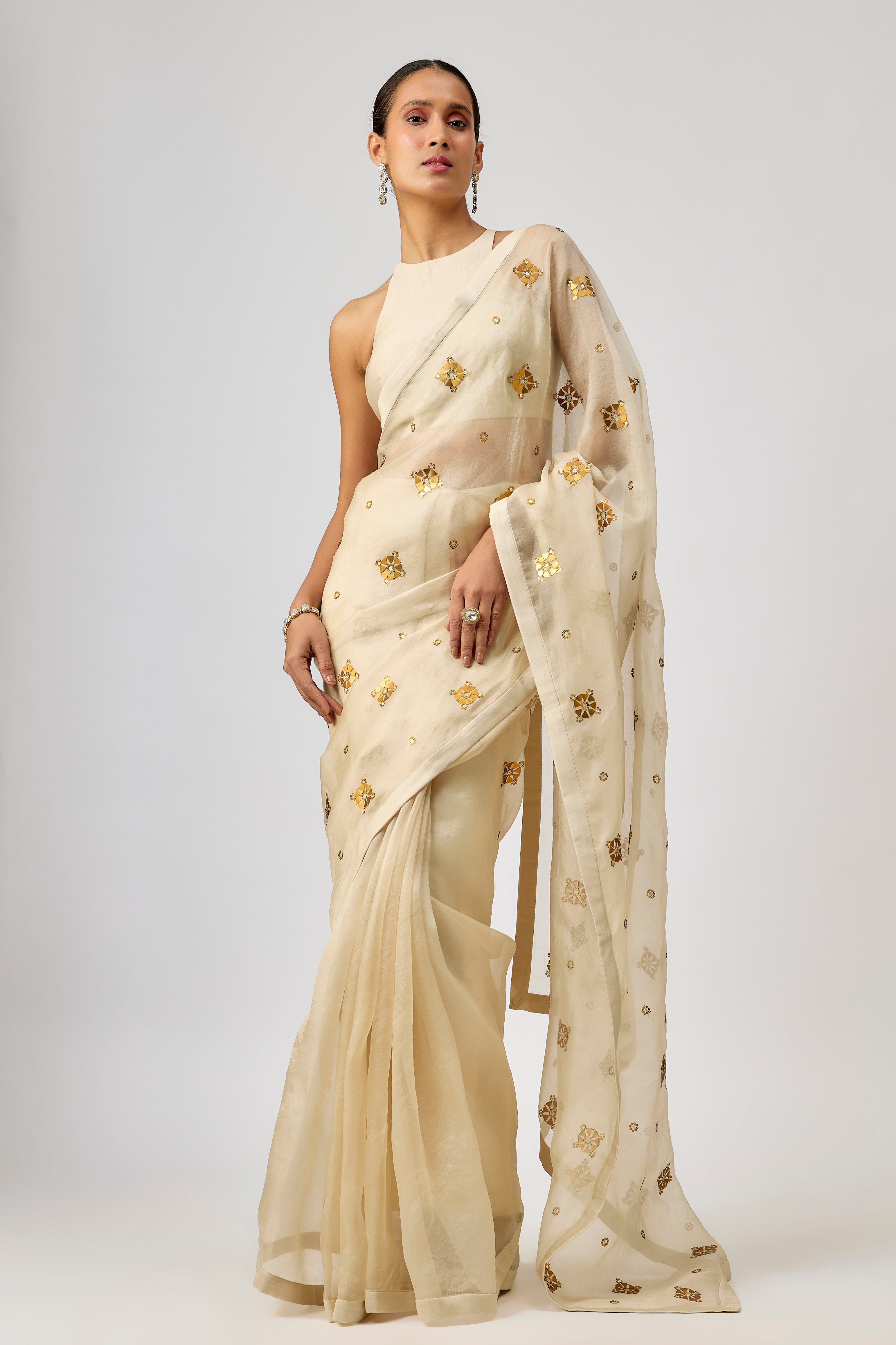 Medallion Motif Saree Set