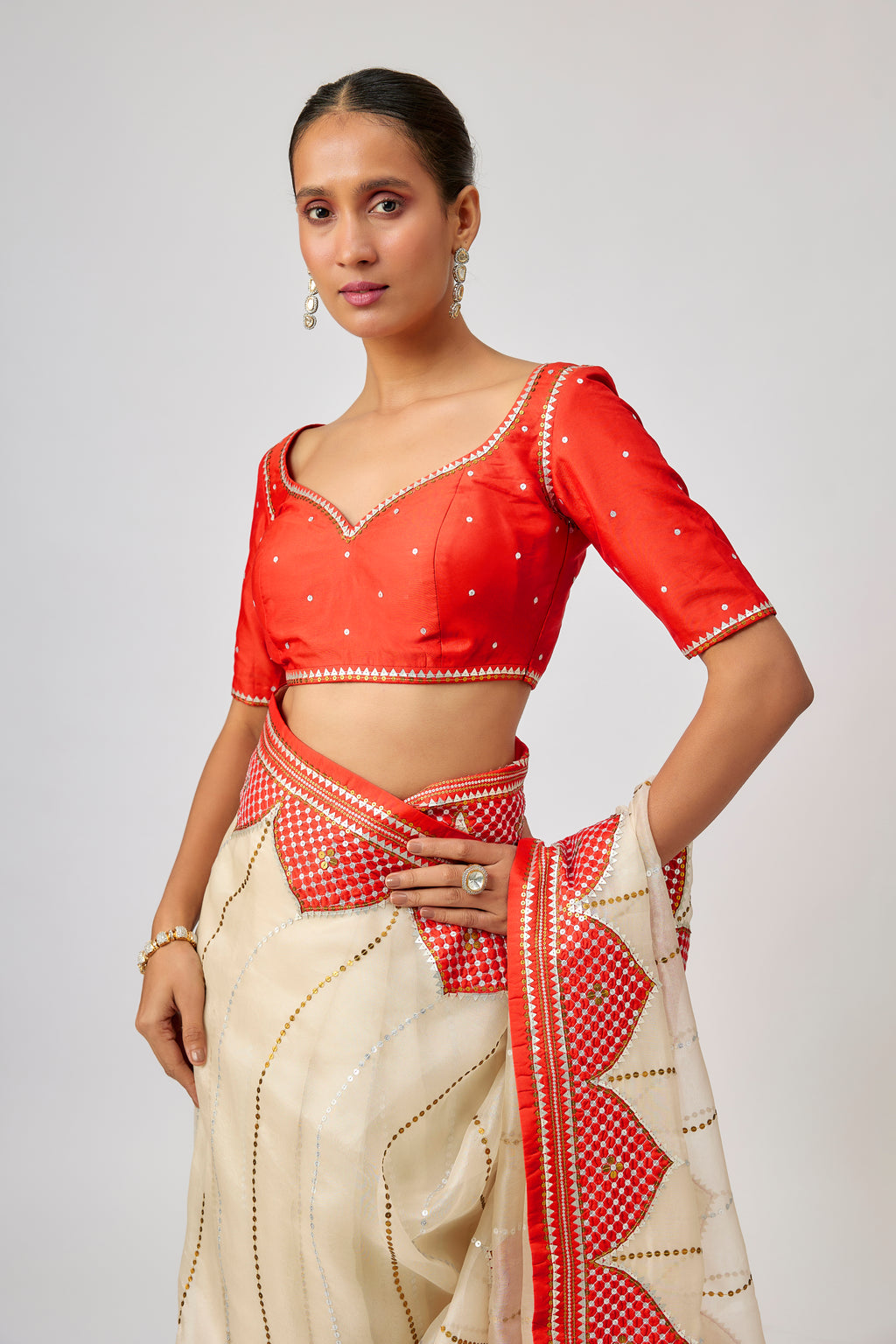 Dome And Jaal Saree Set