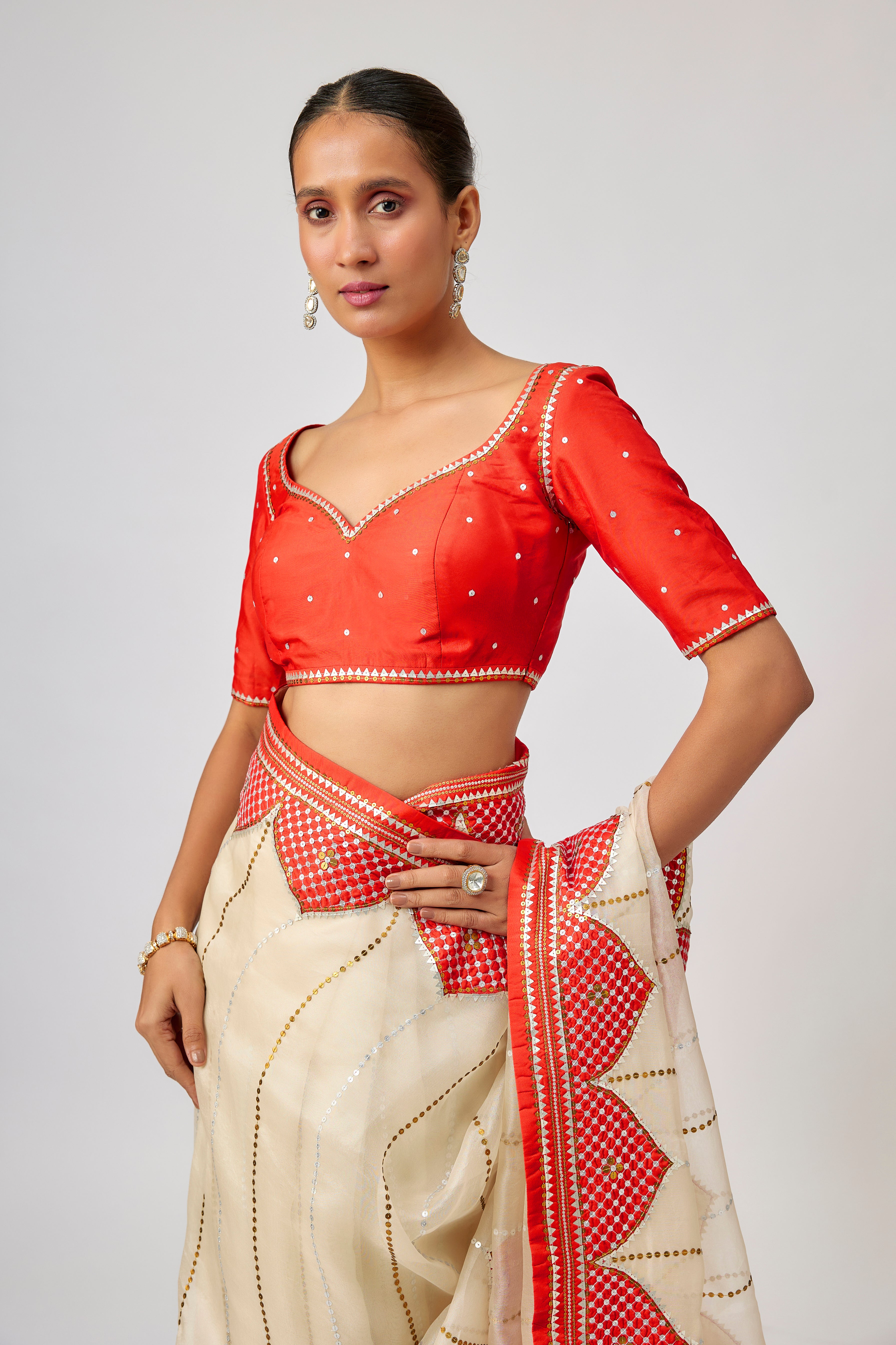 Dome And Jaal Saree Set