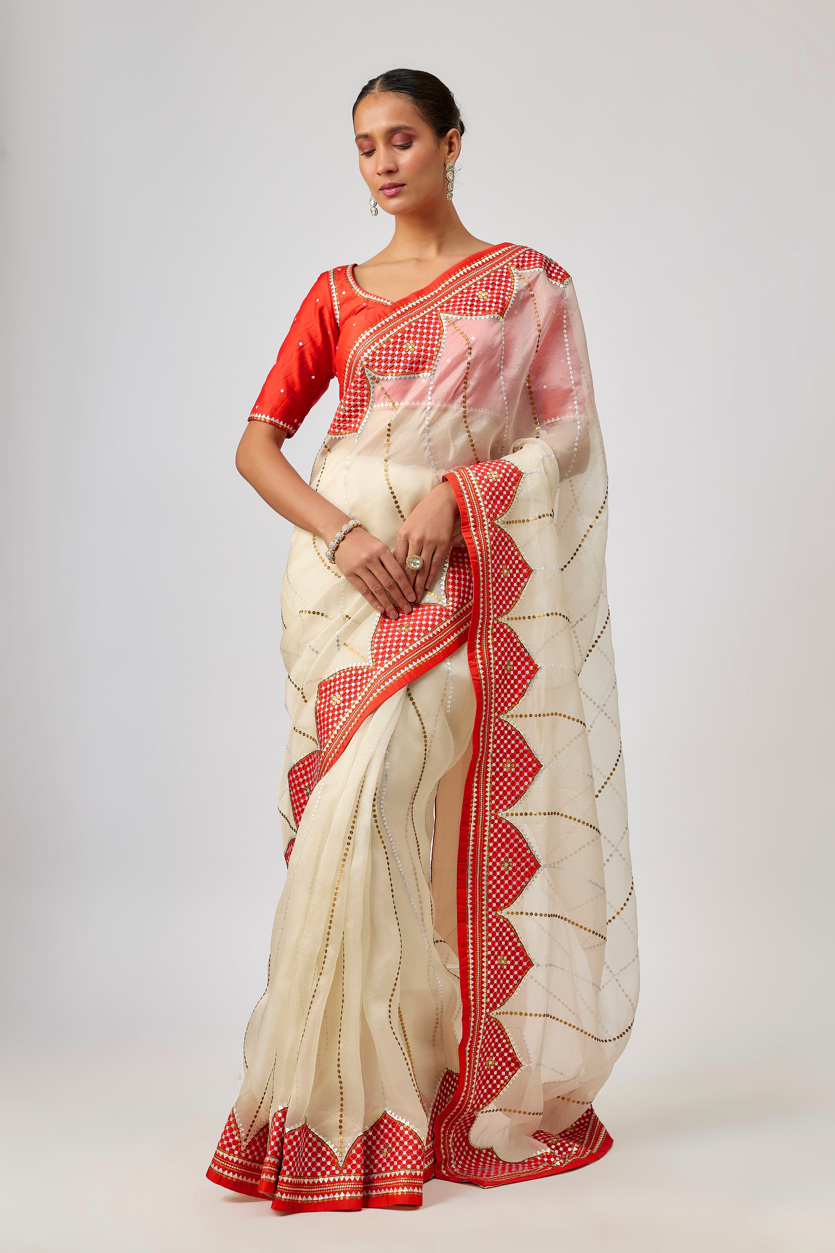 Dome And Jaal Saree Set