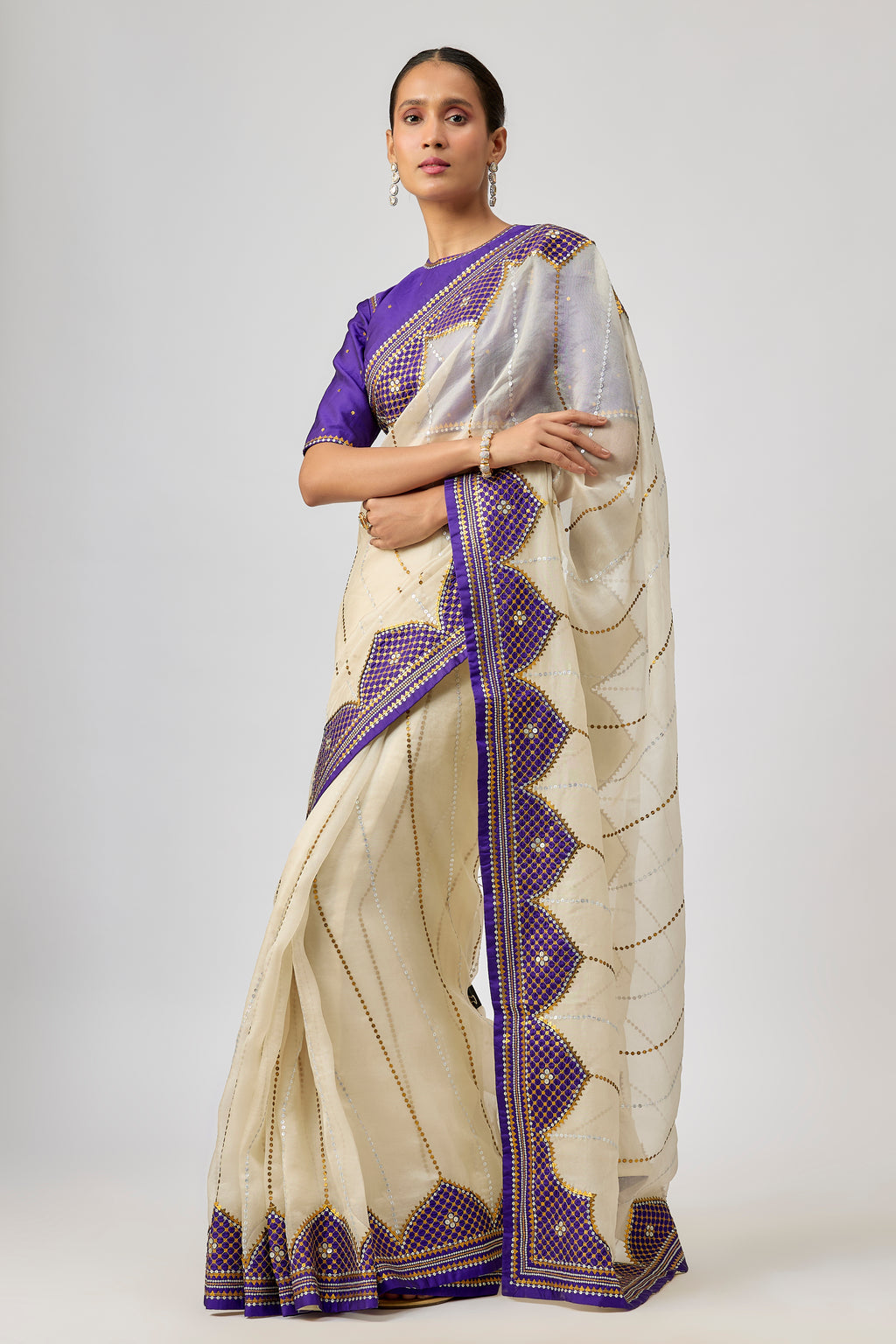 Dome And Jaal Saree Set