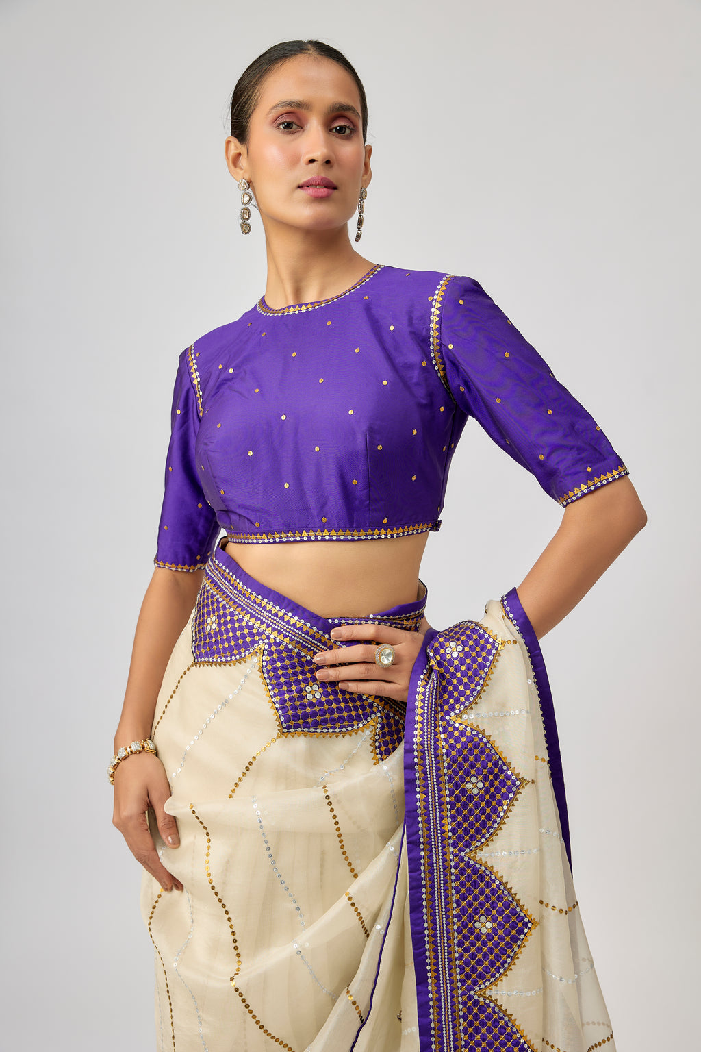 Dome And Jaal Saree Set