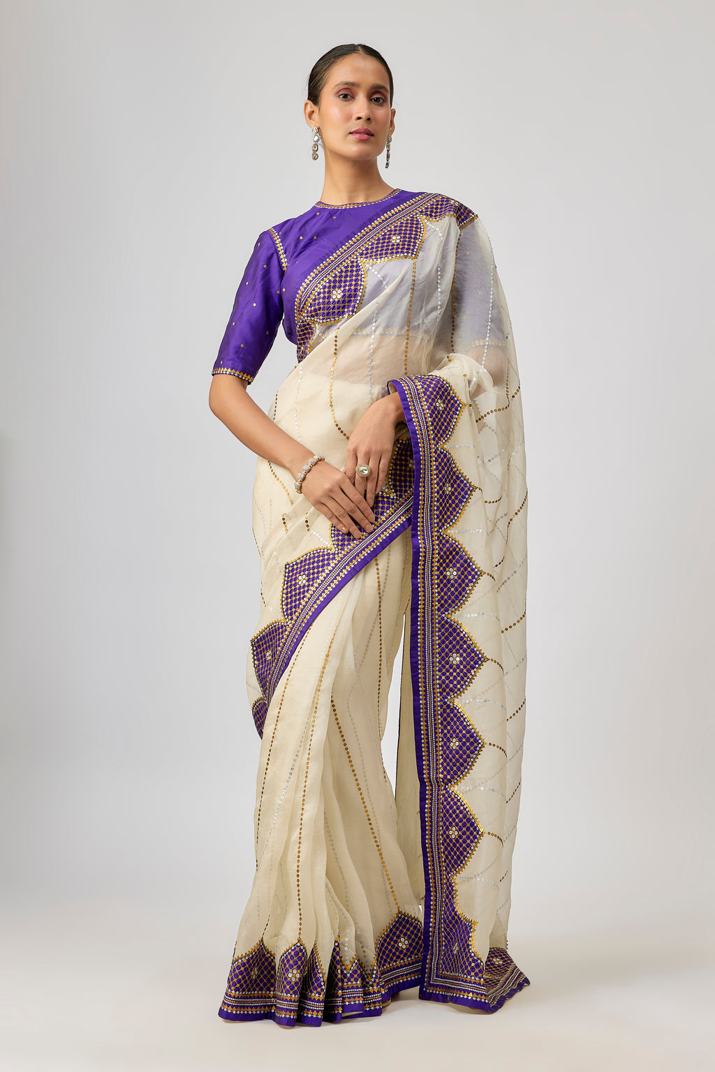 Dome And Jaal Saree Set