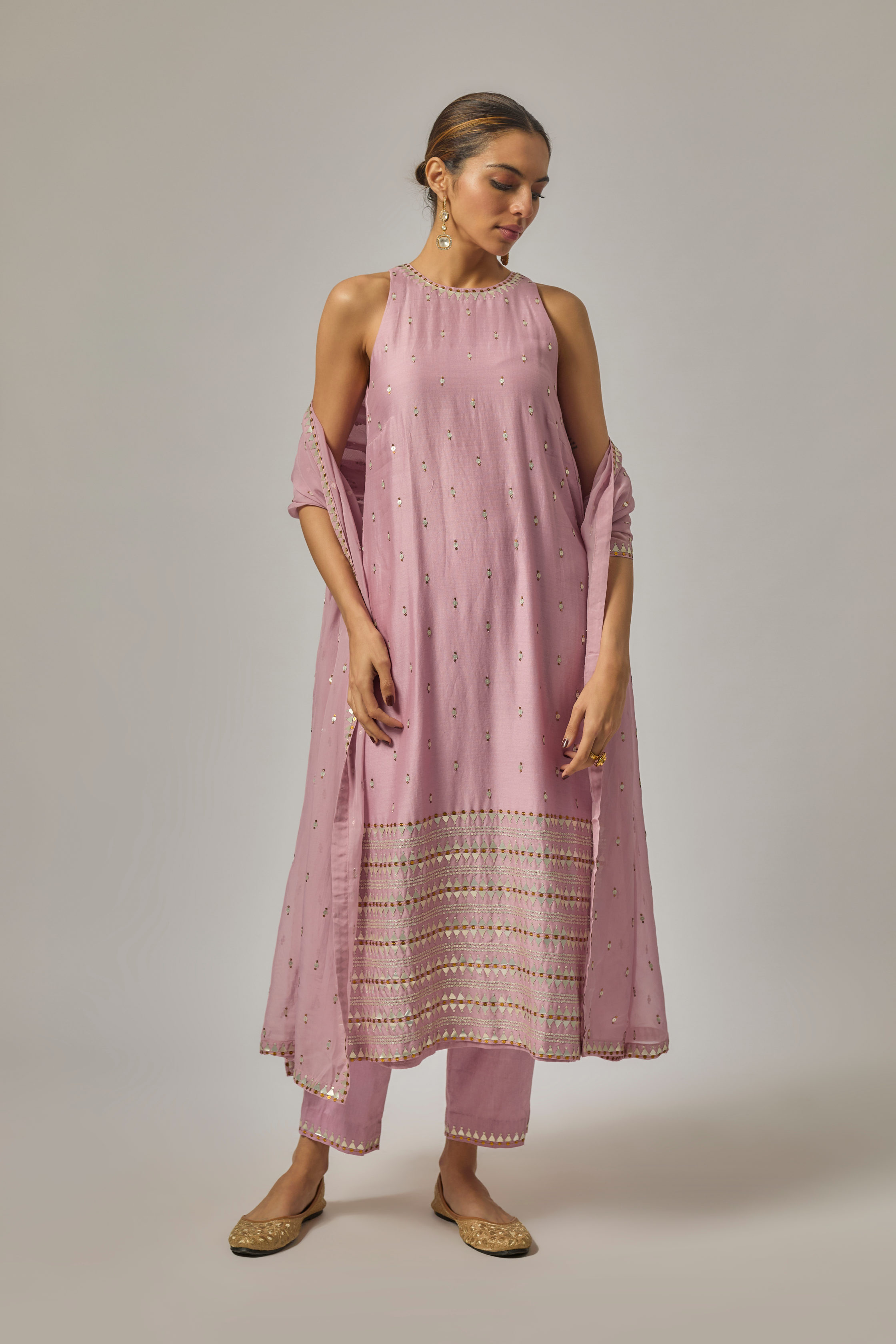 Fence Border Halter Kurta Set