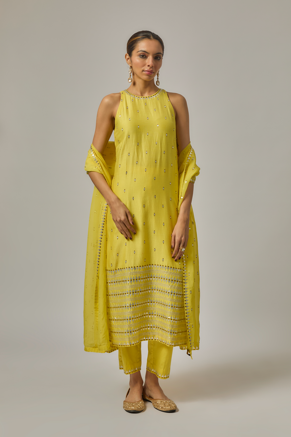 Fence Border Halter Kurta Set