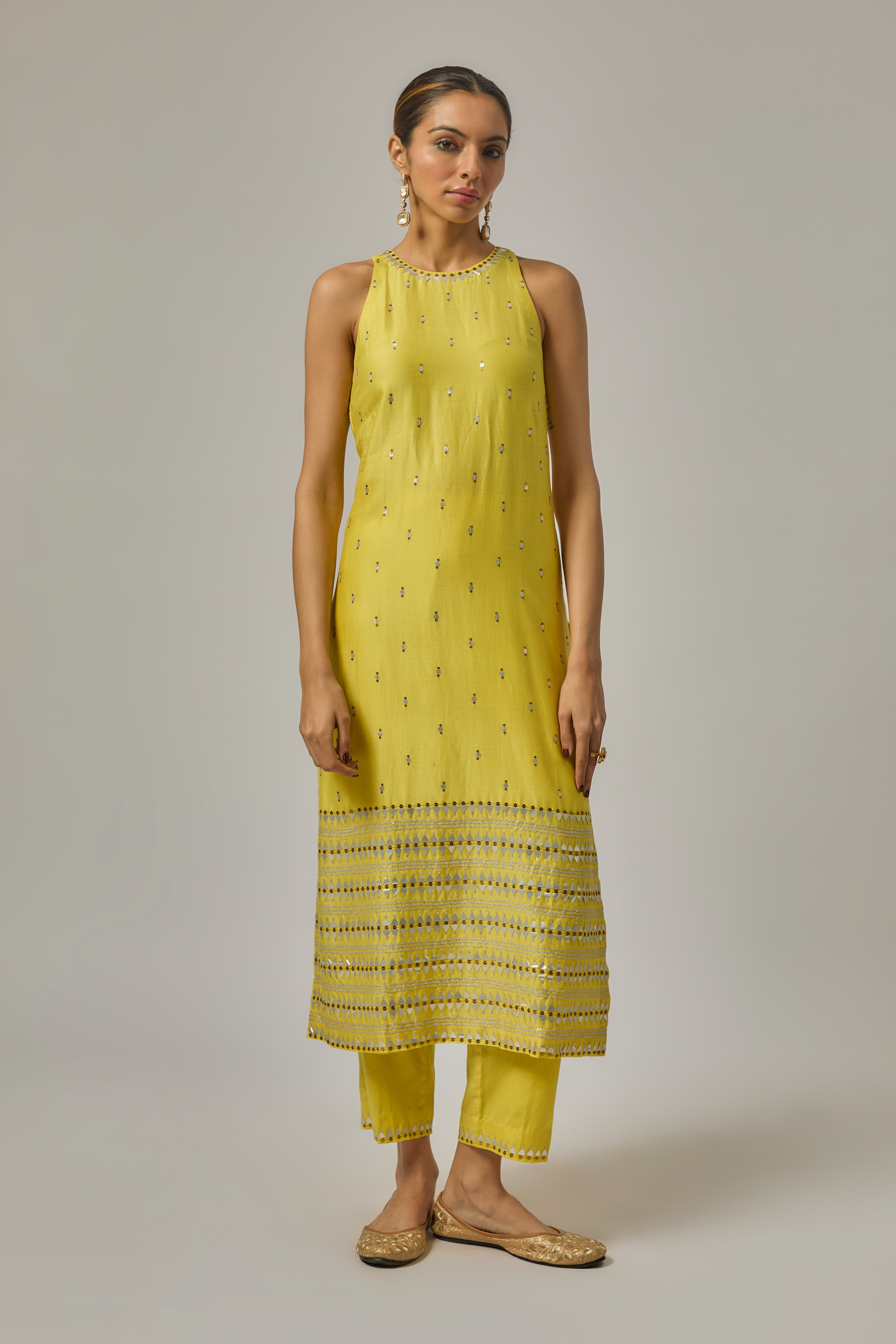 Fence Border Halter Kurta Set