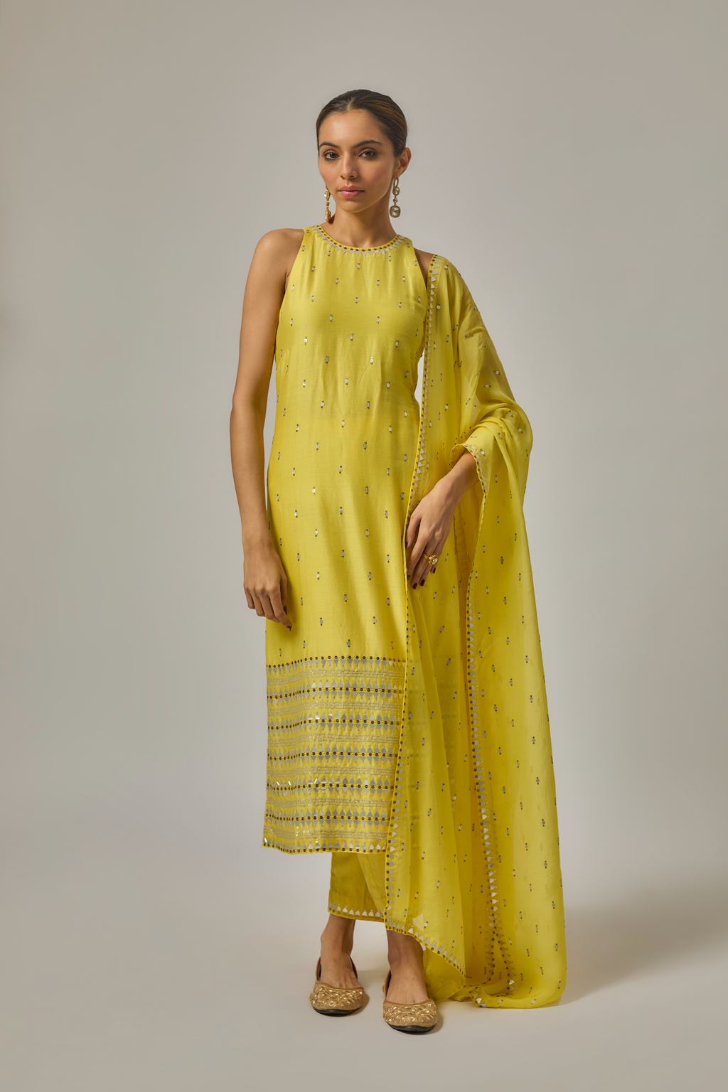 Fence Border Halter Kurta Set