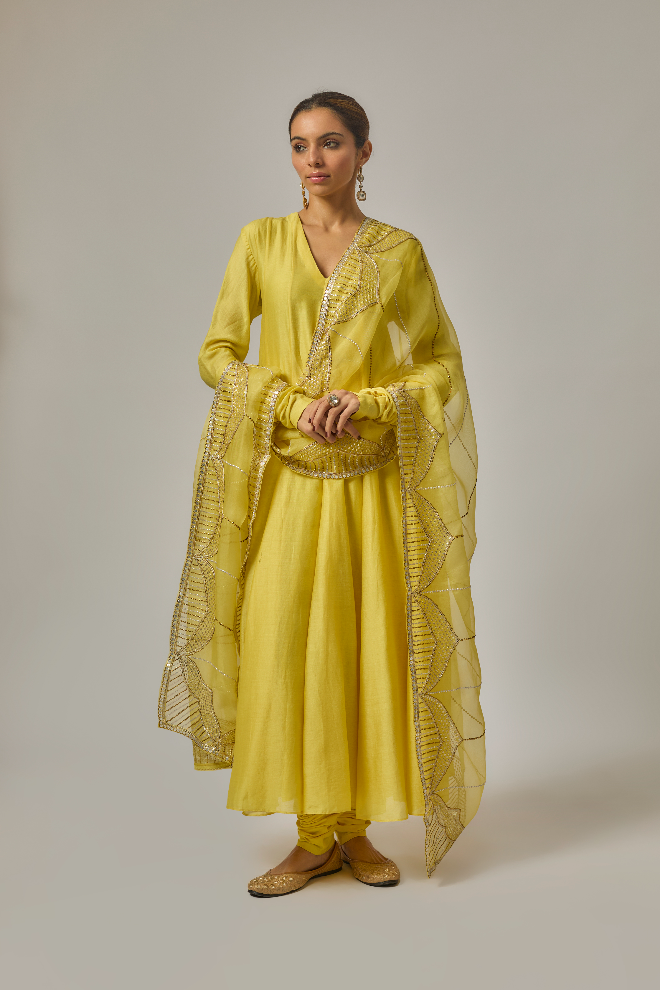 Domes Dupatta Anarkali Set