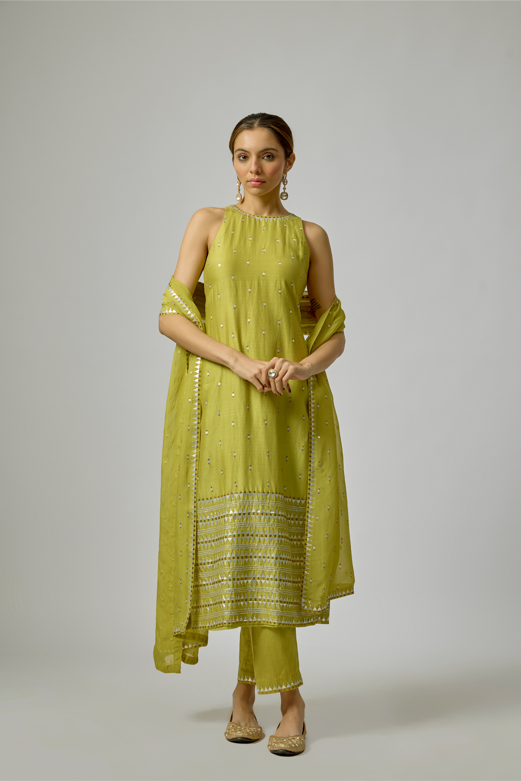 Fence Border Halter Kurta Set