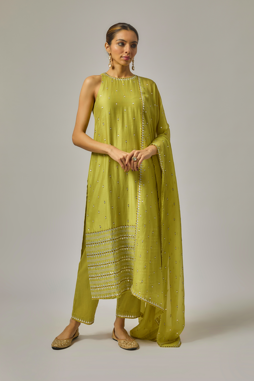 Fence Border Halter Kurta Set