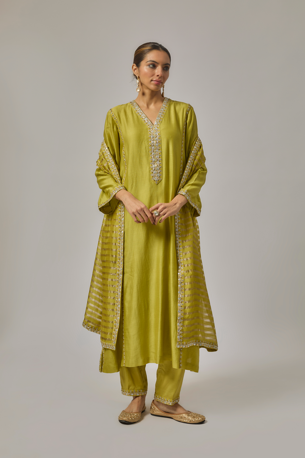 Gota-Patti Placket Kurta Set