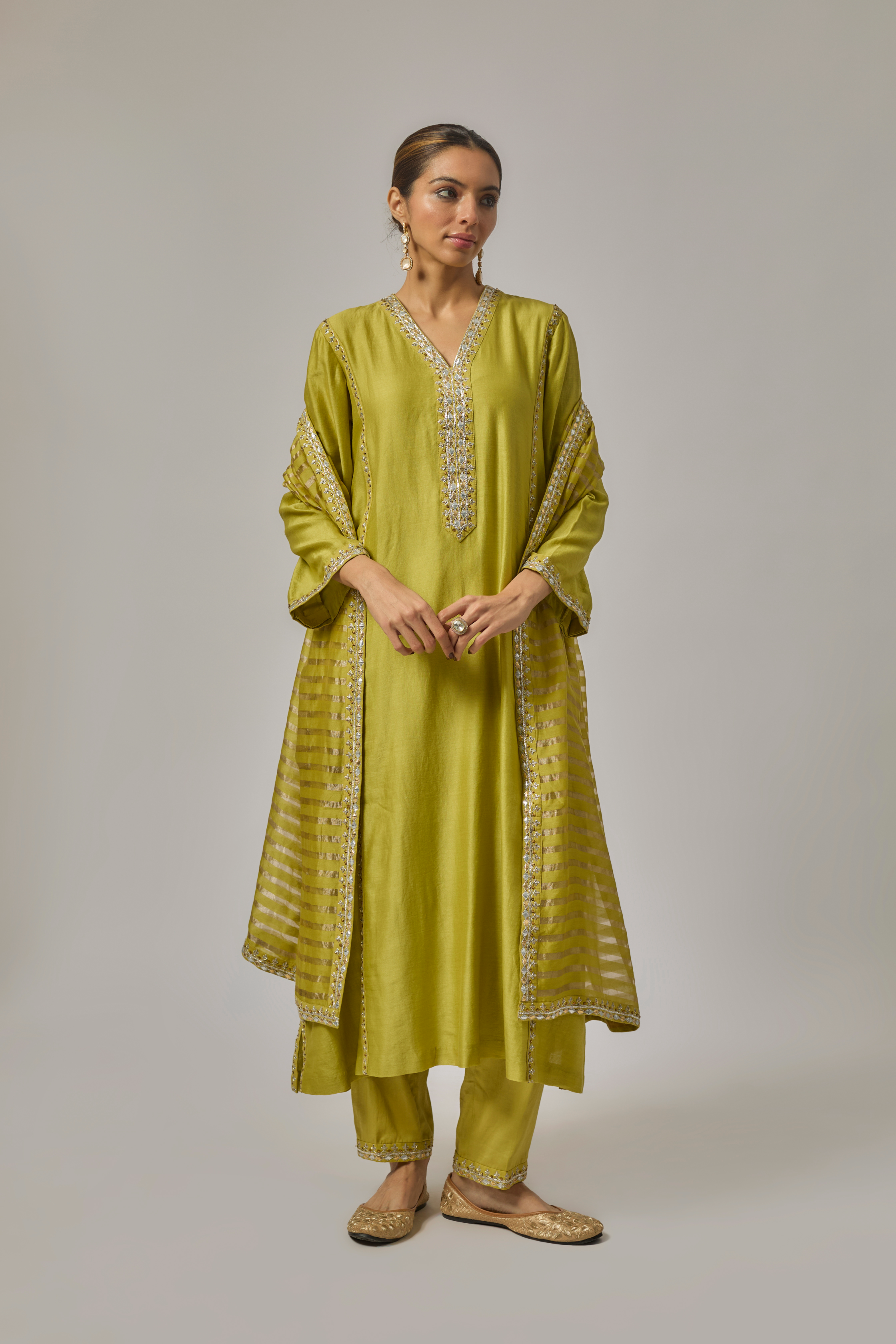 Gota-Patti Placket Kurta Set