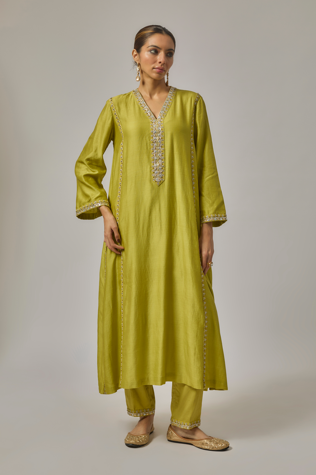 Gota-Patti Placket Kurta Set