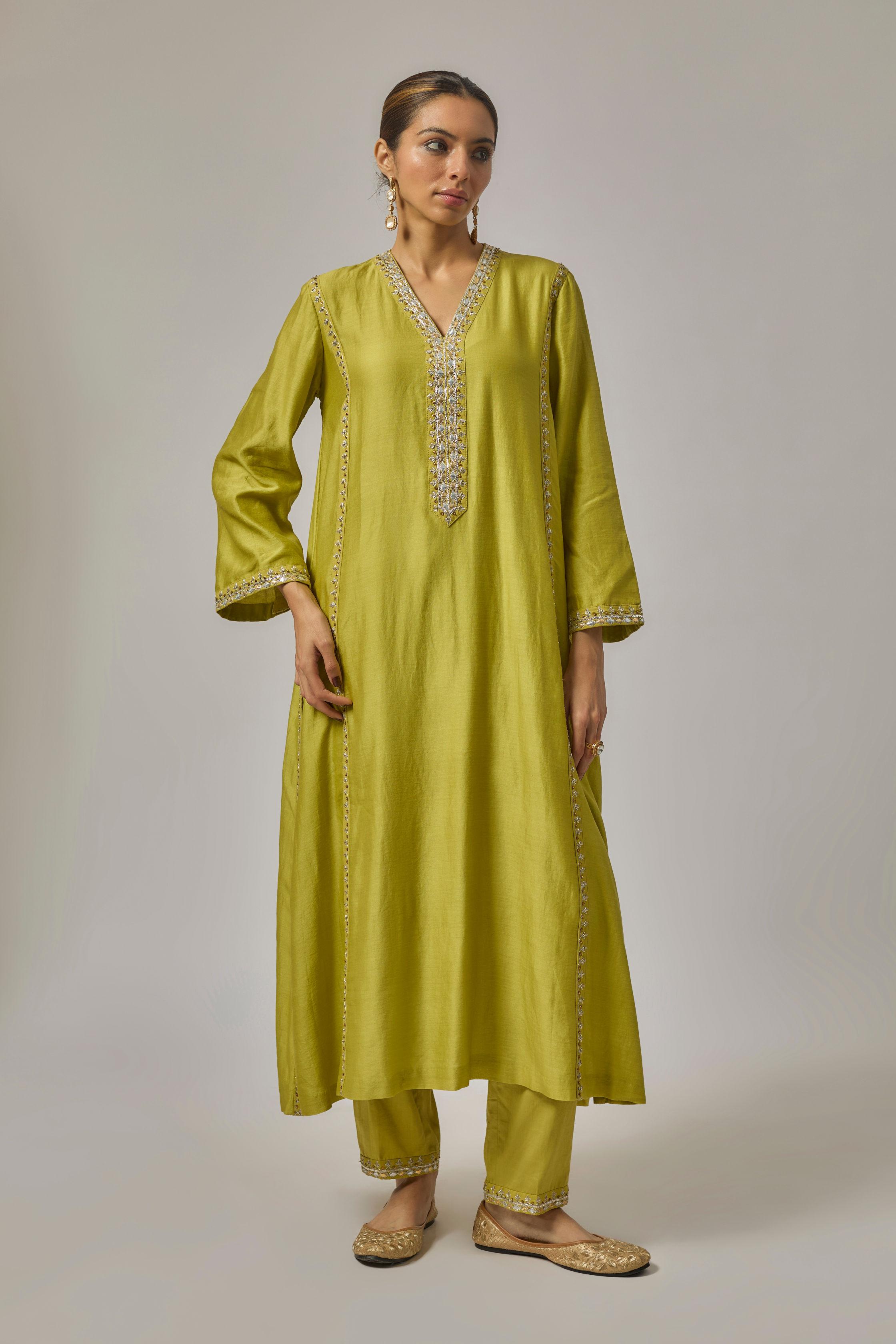Gota-Patti Placket Kurta Set