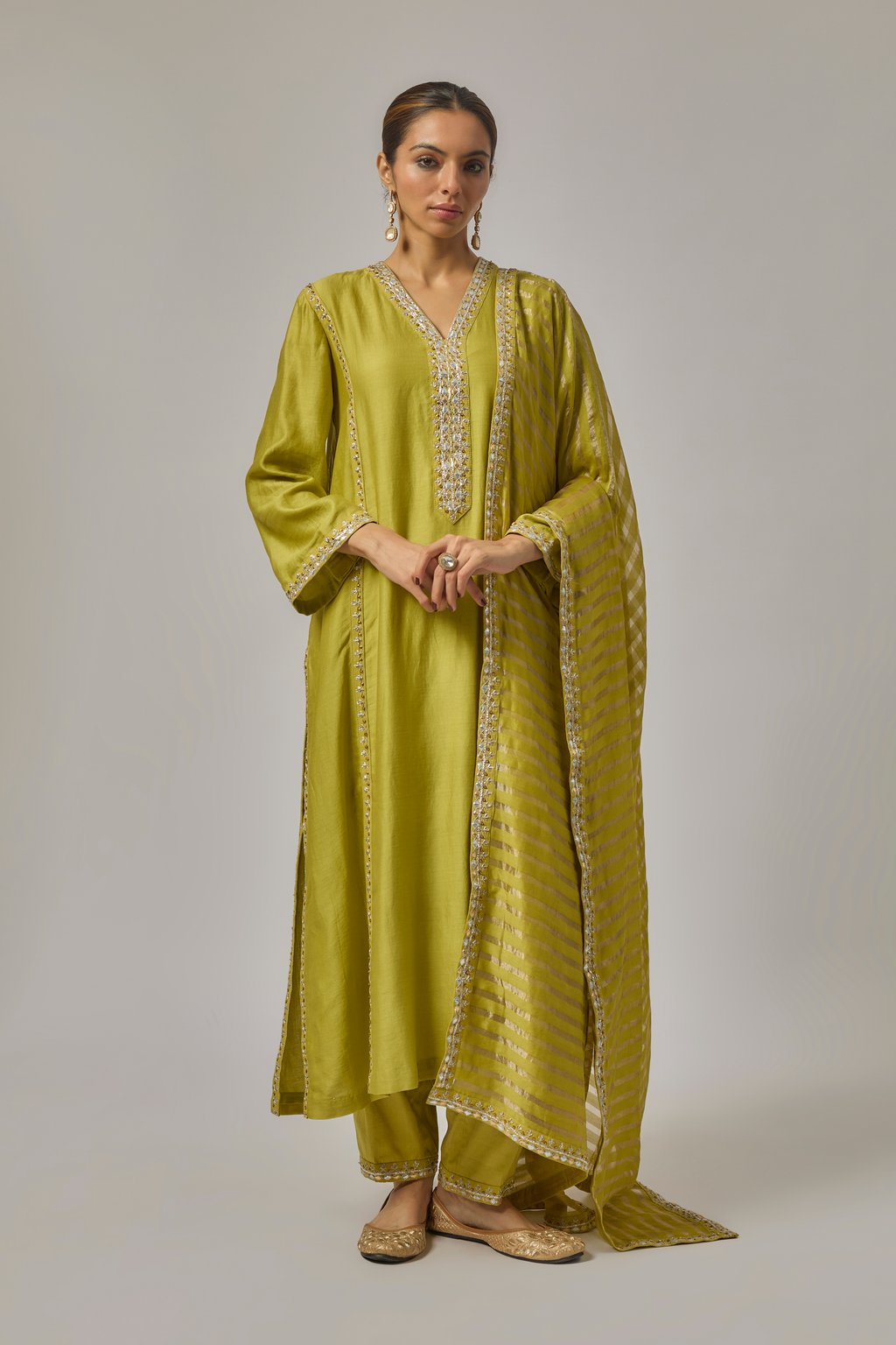 Gota-Patti Placket Kurta Set
