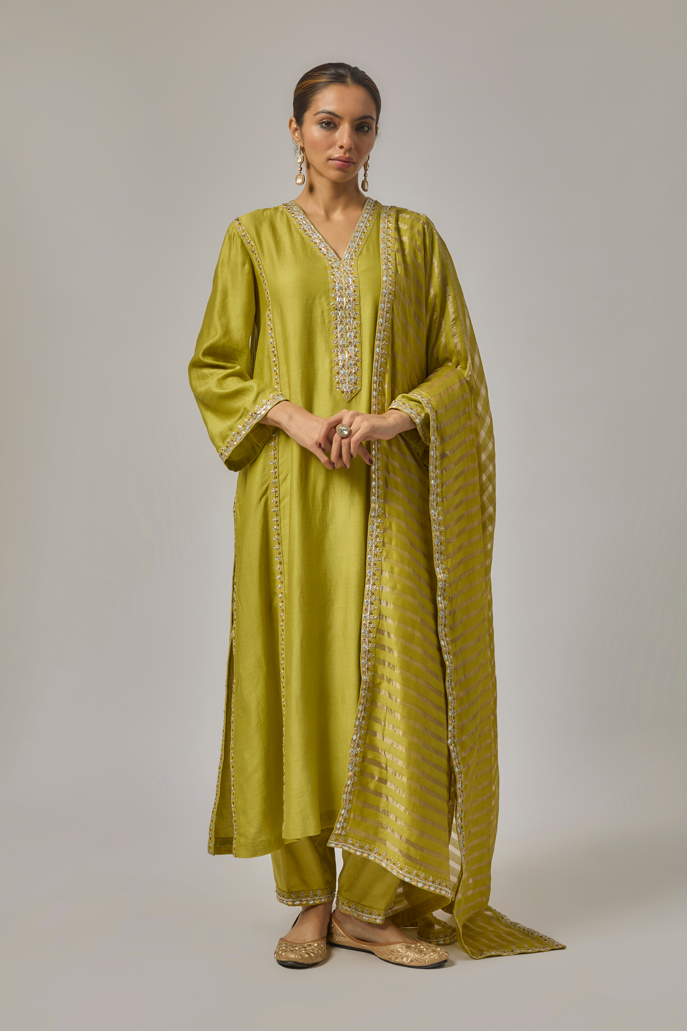Gota-Patti Placket Kurta Set