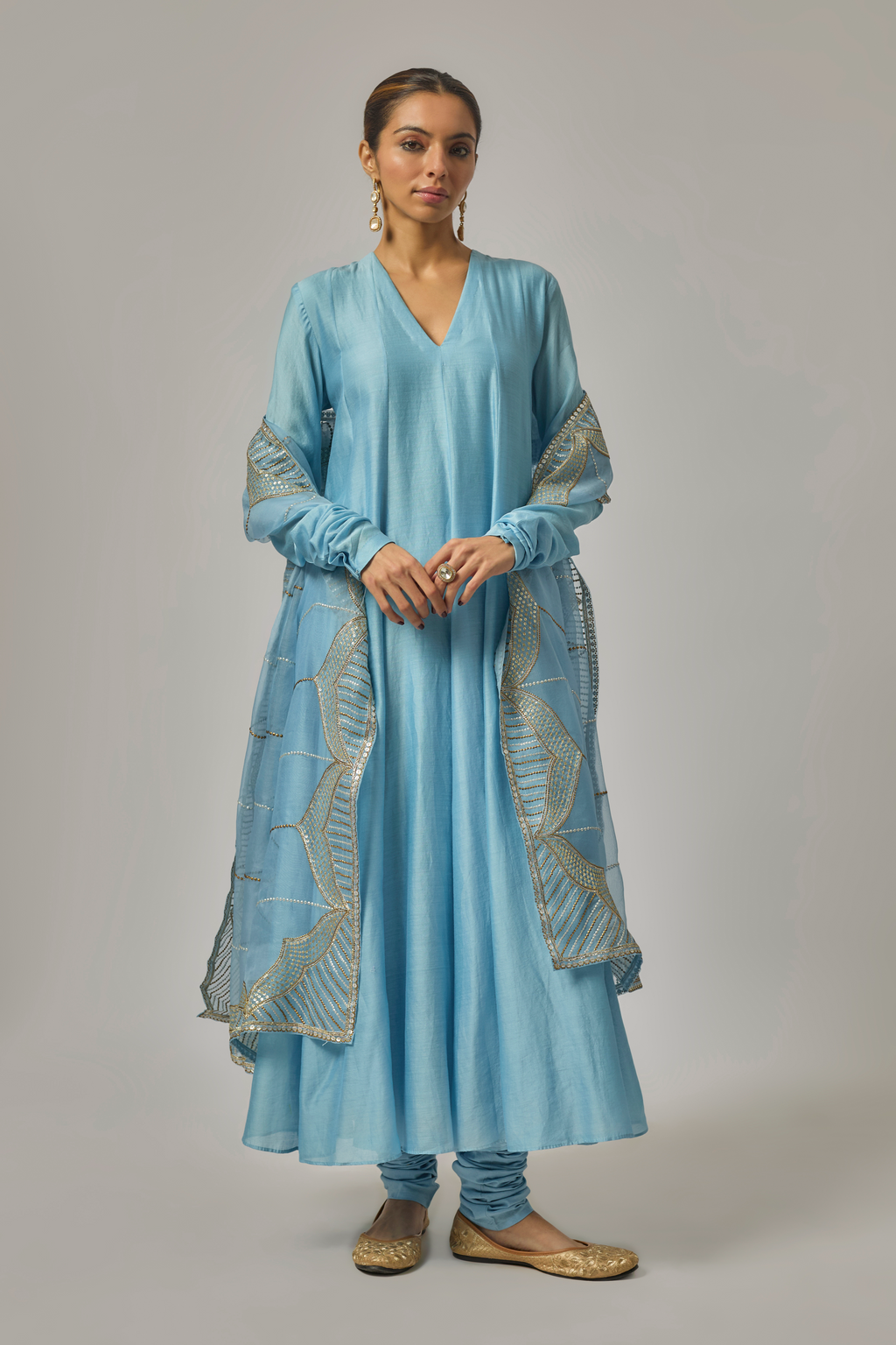 Domes Dupatta Anarkali Set