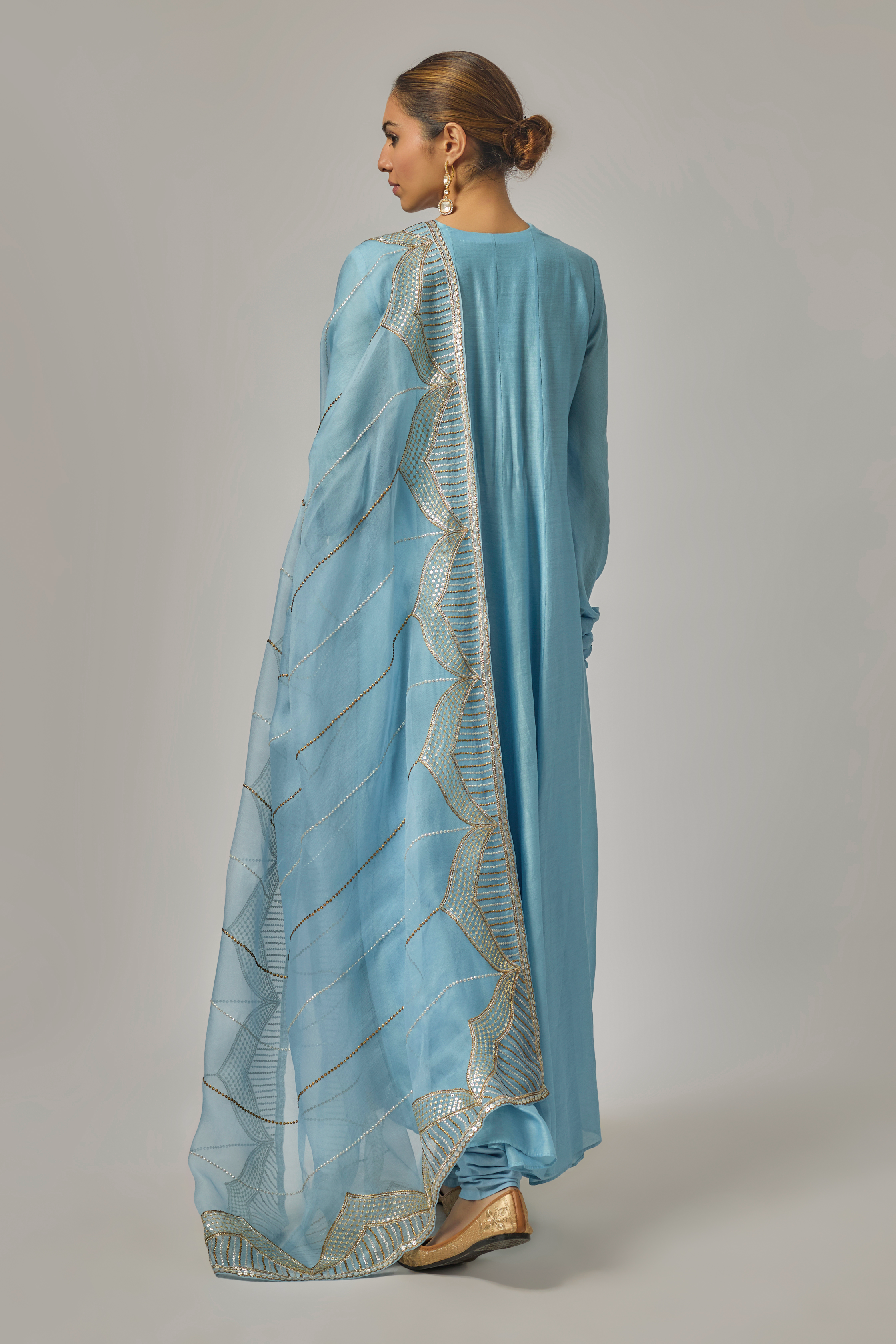 Domes Dupatta Anarkali Set