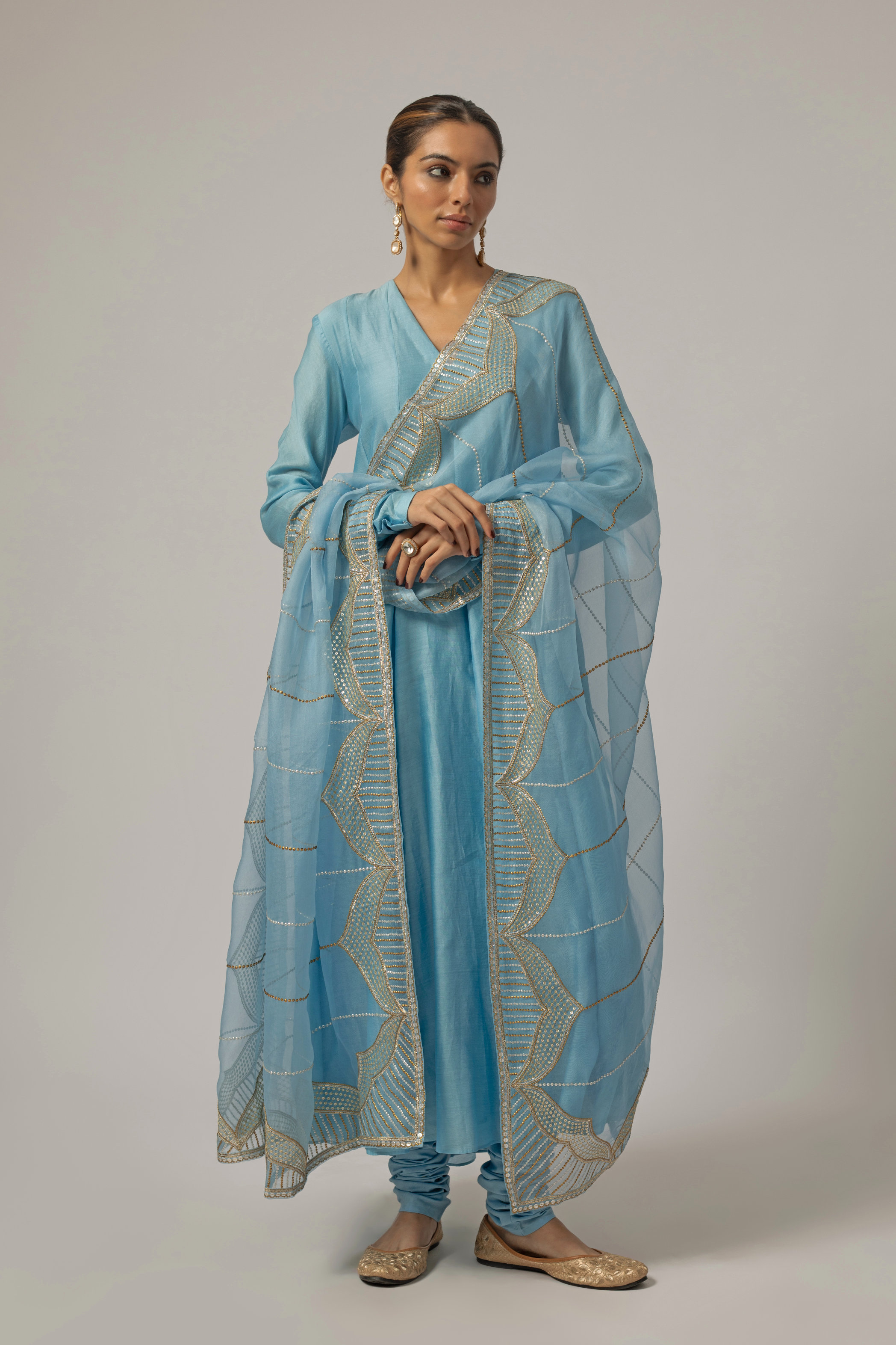 Domes Dupatta Anarkali Set