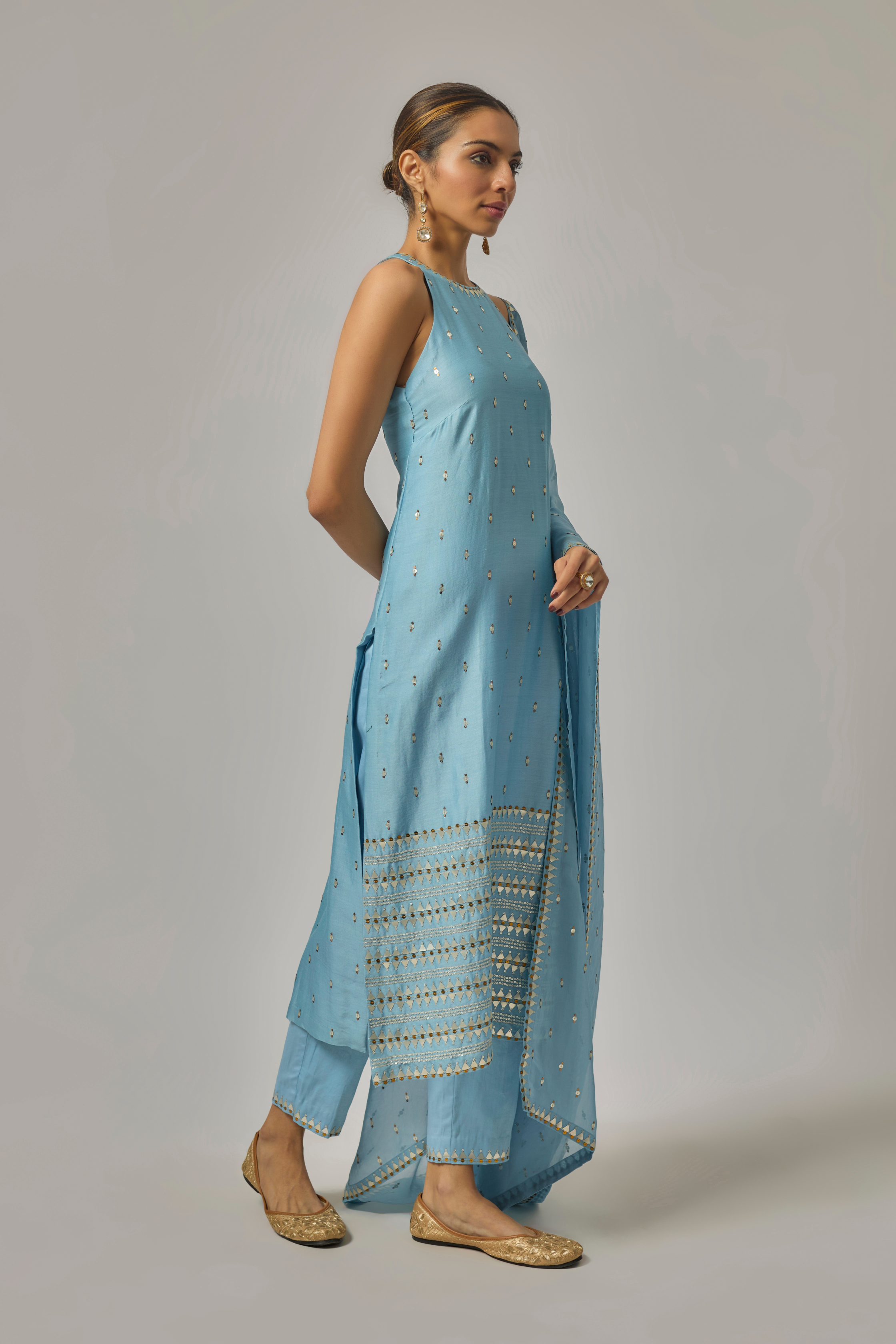 Fence Border Halter Kurta Set