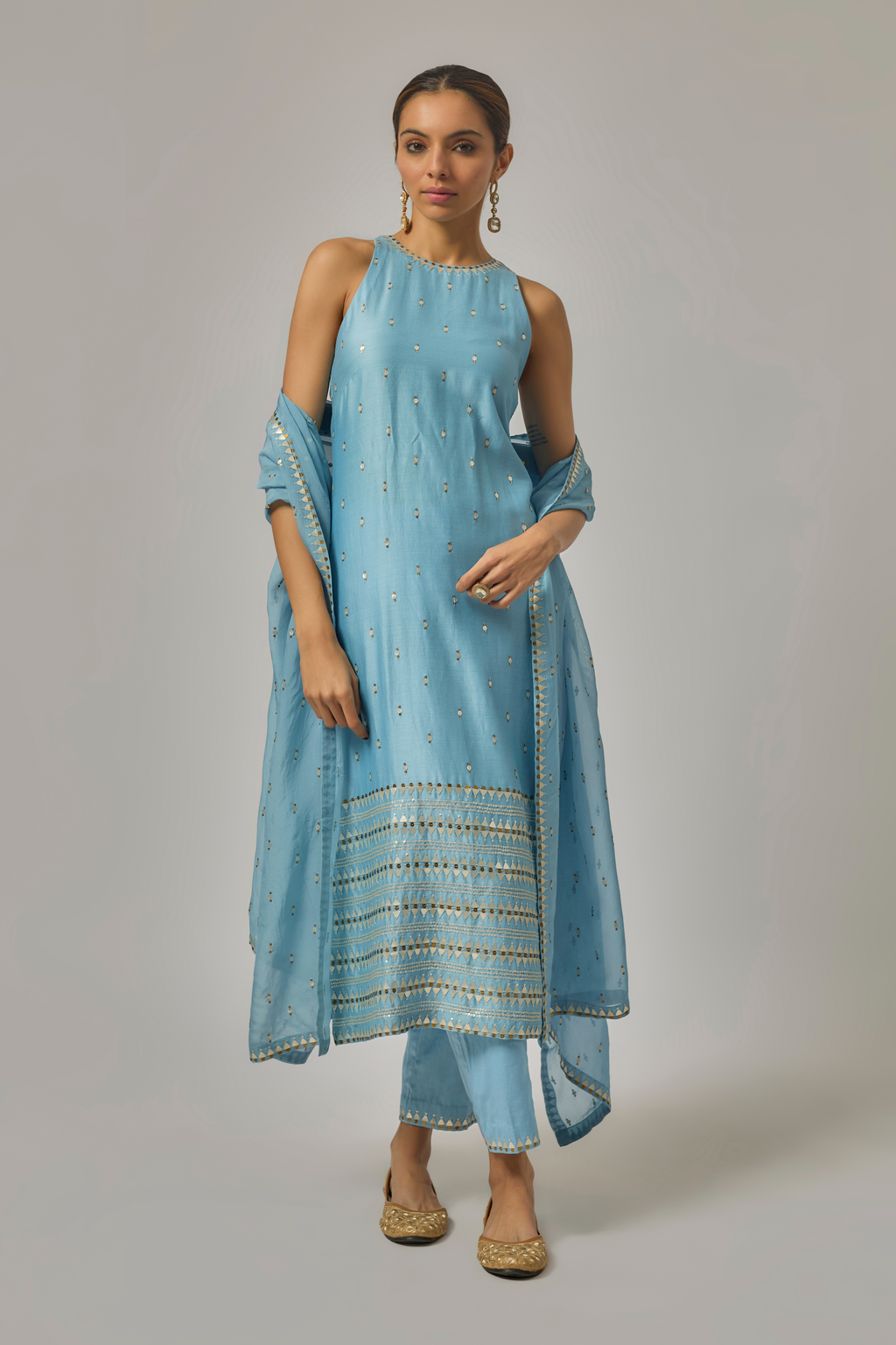 Fence Border Halter Kurta Set