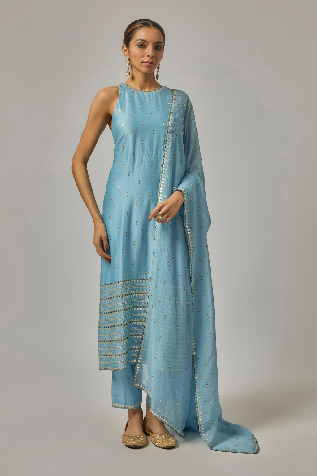 Fence Border Halter Kurta Set