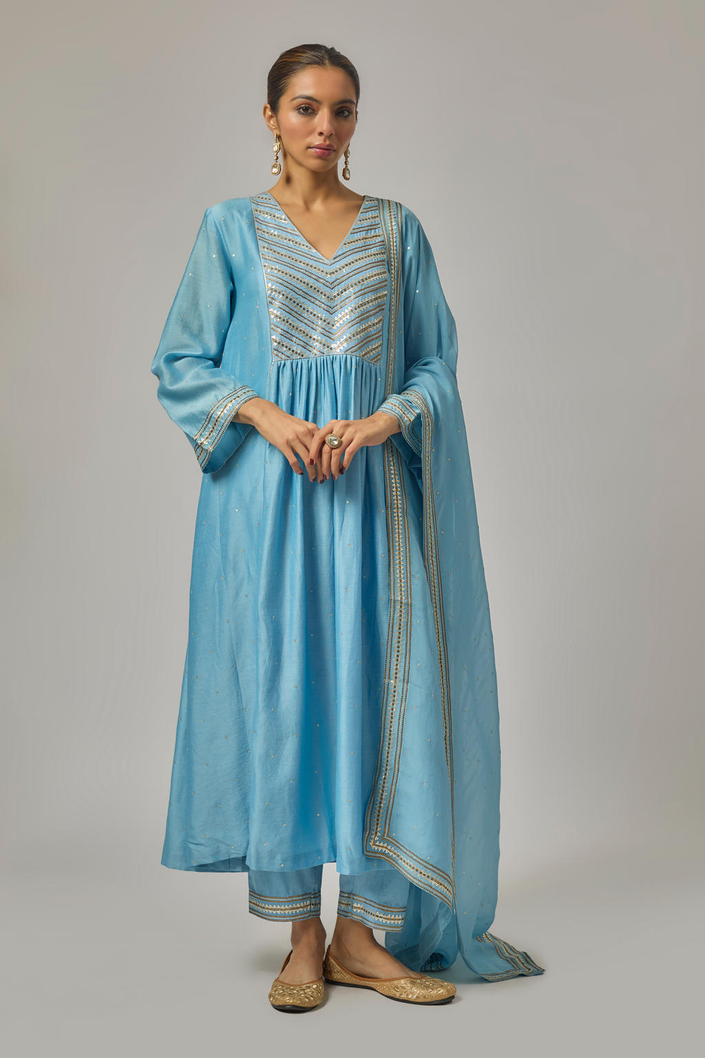 Mini Fence Yoke Kurta Set